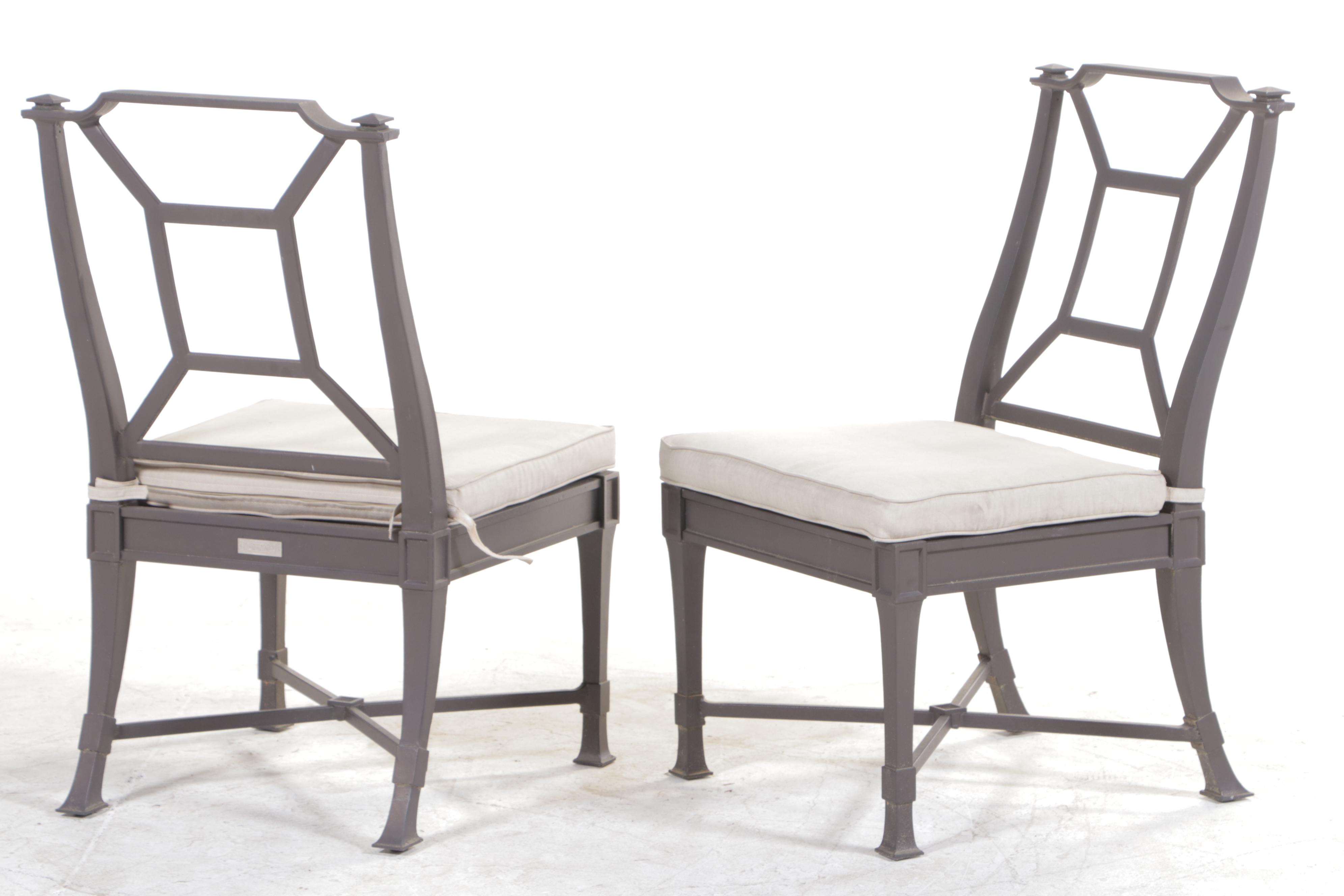 Restoration Hardware Cast Aluminum Patio Dining Set With Umbrella EBTH