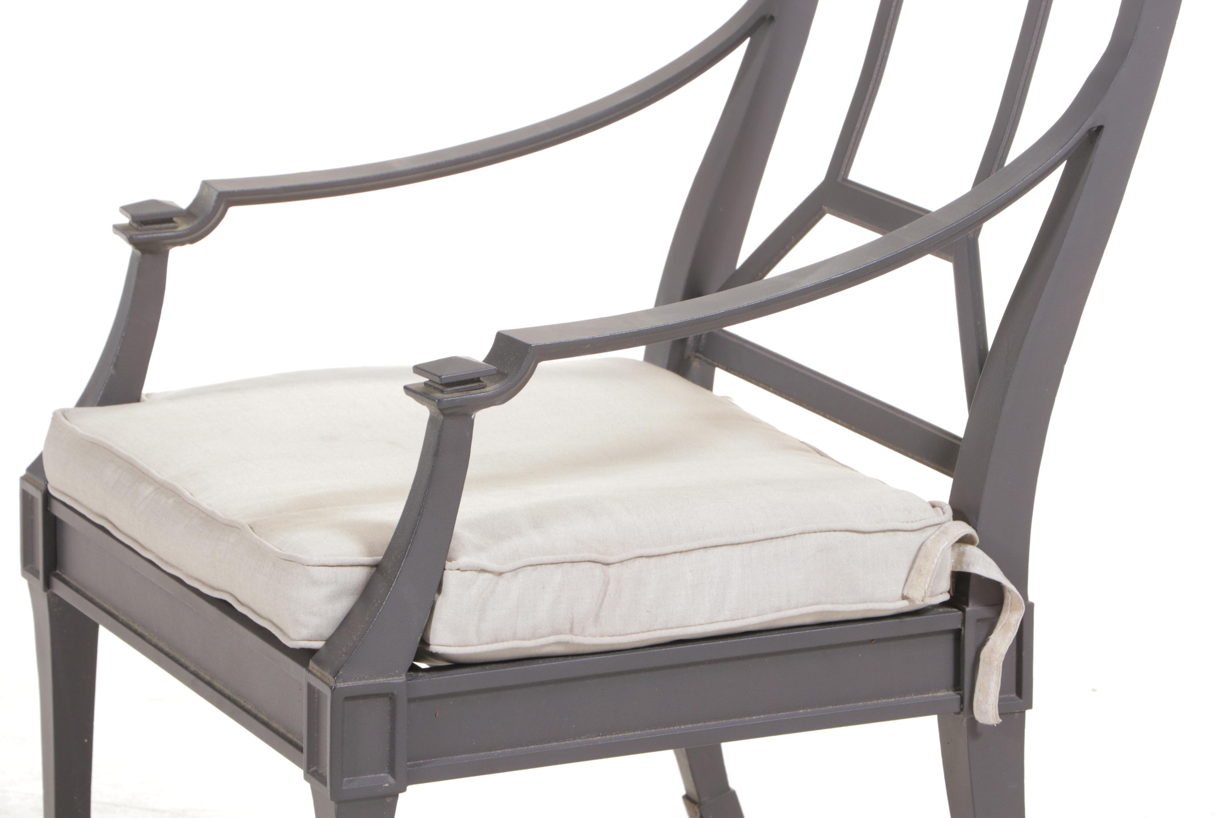 Restoration Hardware Cast Aluminum Patio Dining Set With Umbrella EBTH