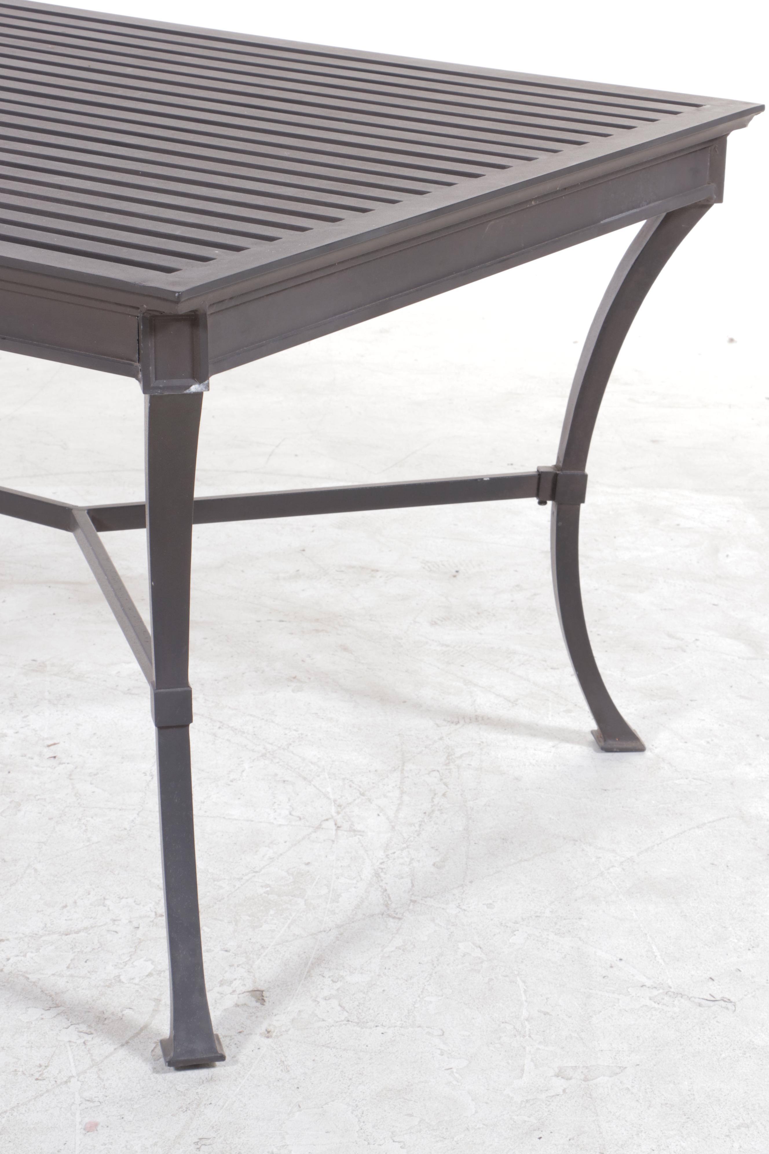 Restoration Hardware Cast Aluminum Patio Dining Set With Umbrella EBTH