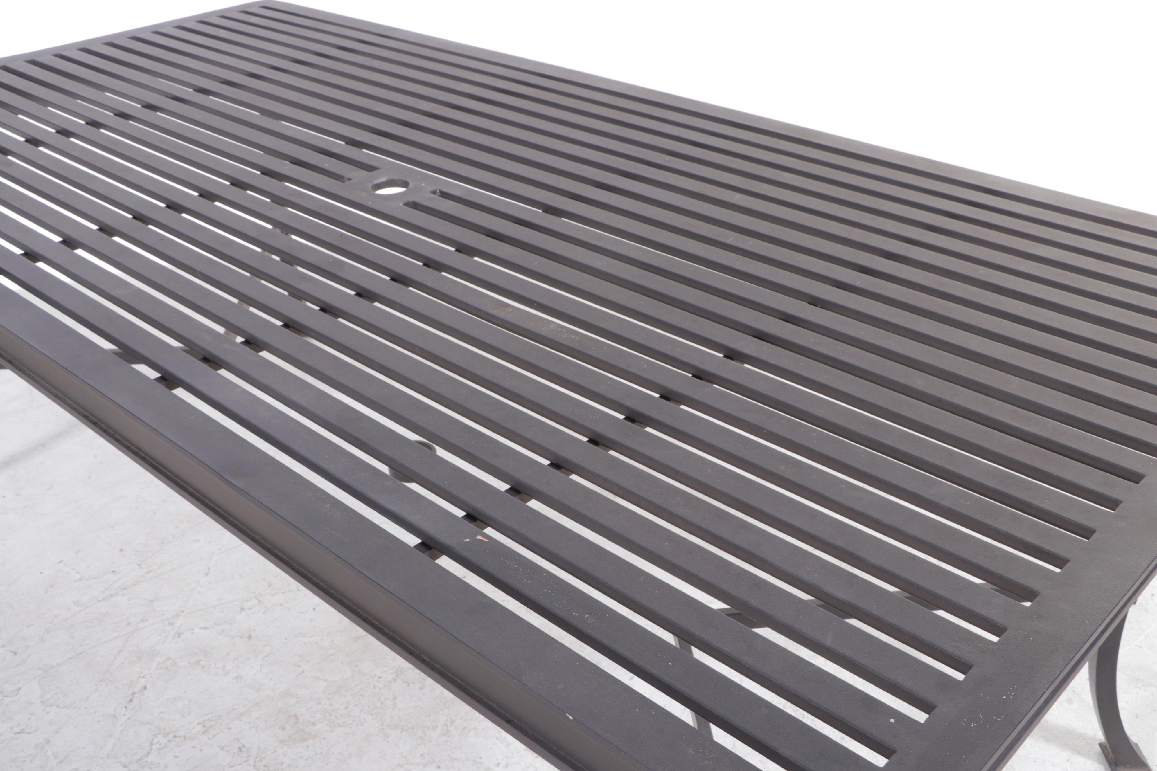 Restoration Hardware Cast Aluminum Patio Dining Set With Umbrella EBTH