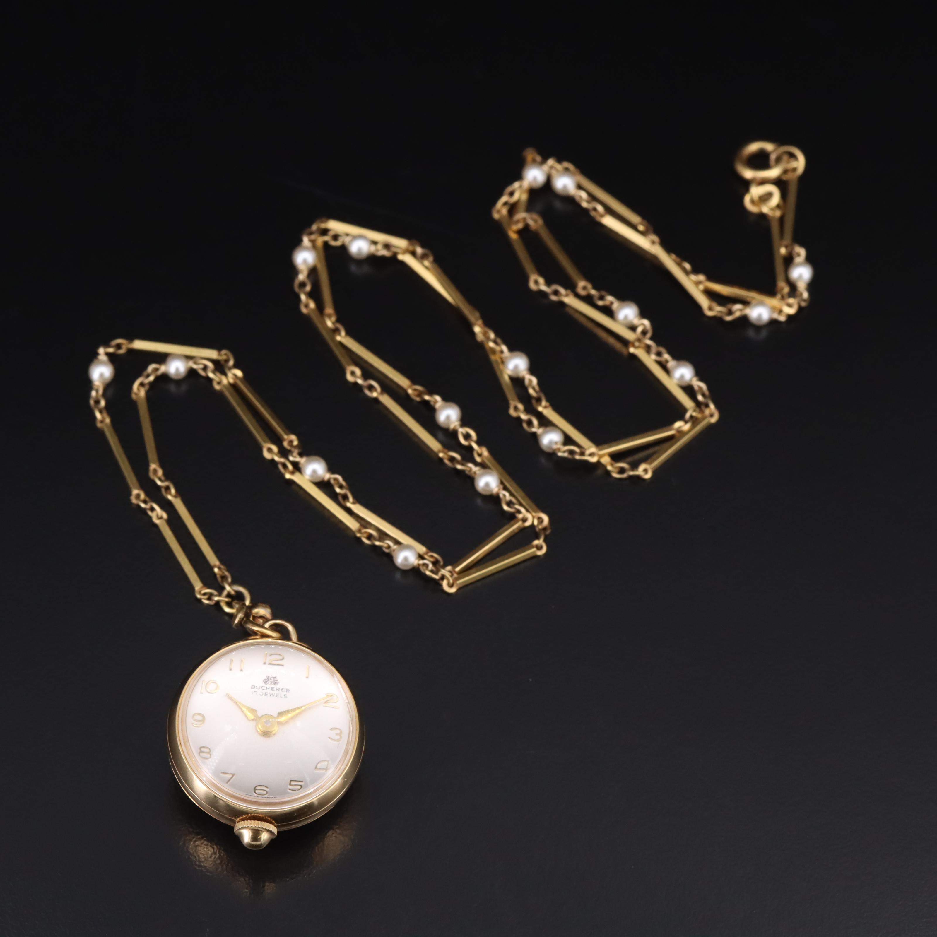 18K Bucherer HandWind Pendant Watch EBTH