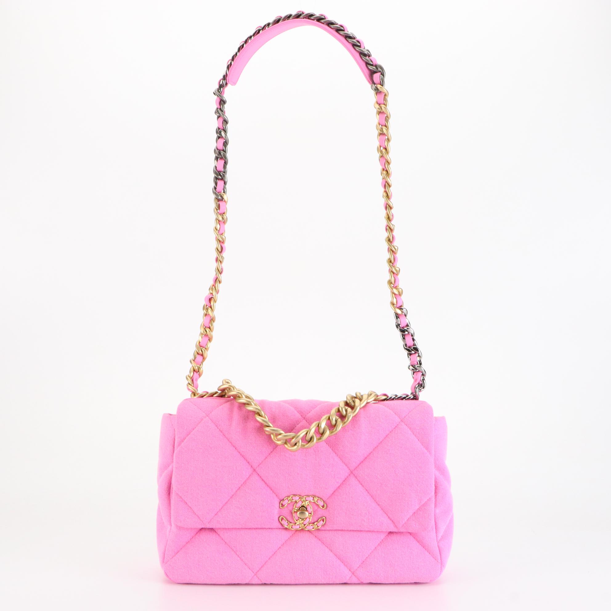 Chanel Large Flap Bag in Quilted Pink Denim with Box EBTH