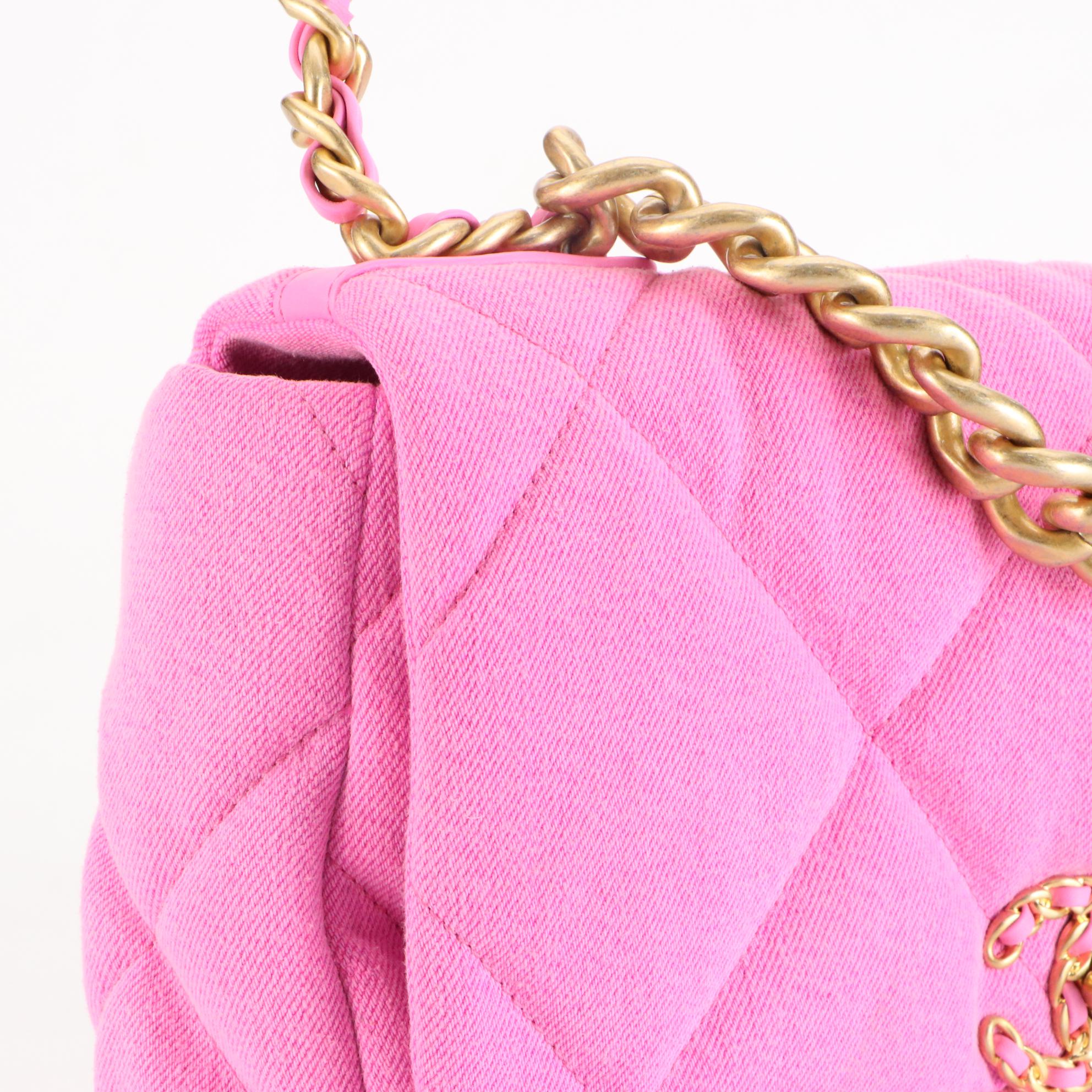 Chanel Large Flap Bag in Quilted Pink Denim with Box EBTH
