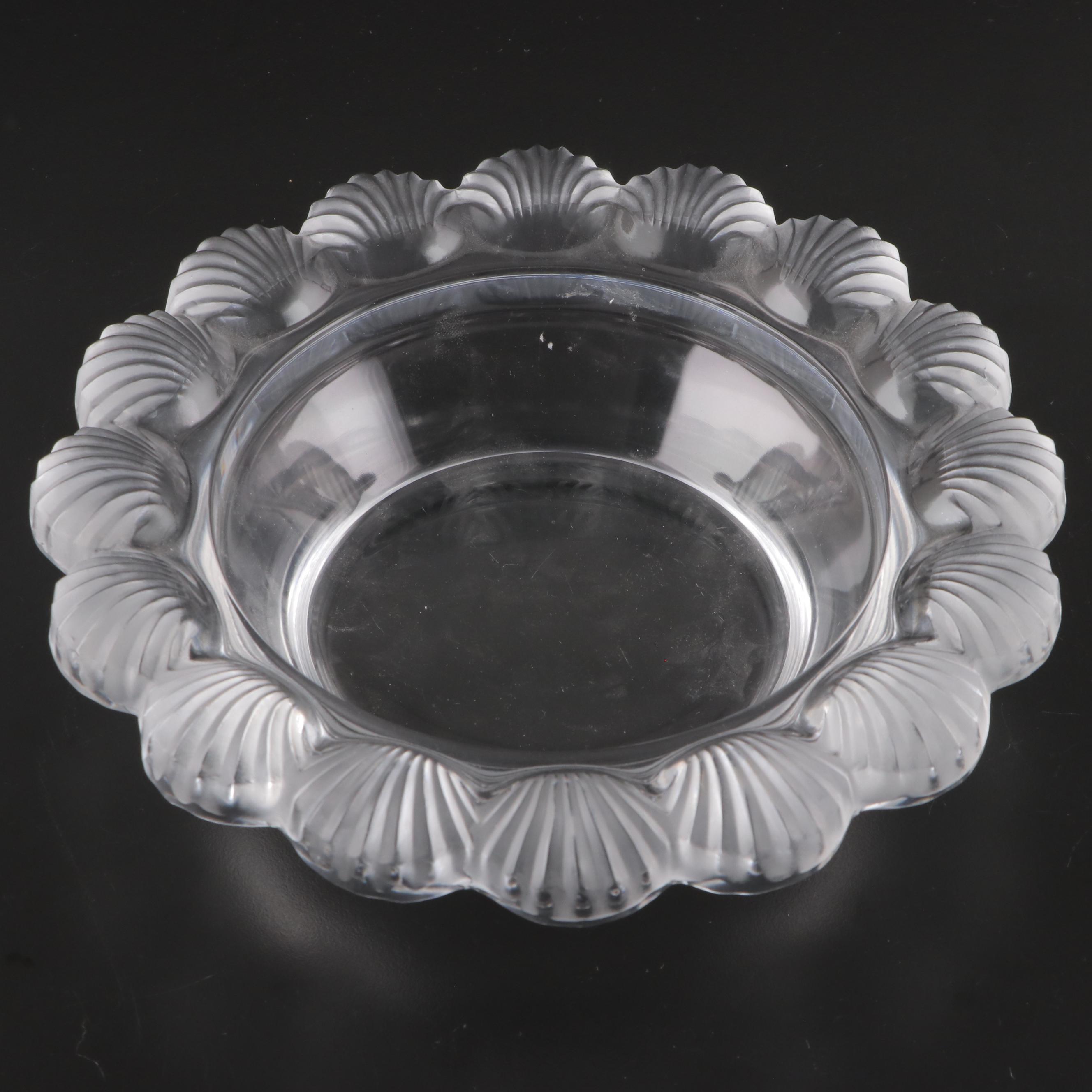 Lalique Frosted Crystal "Pornic" Scallop Shell Candy Dish EBTH