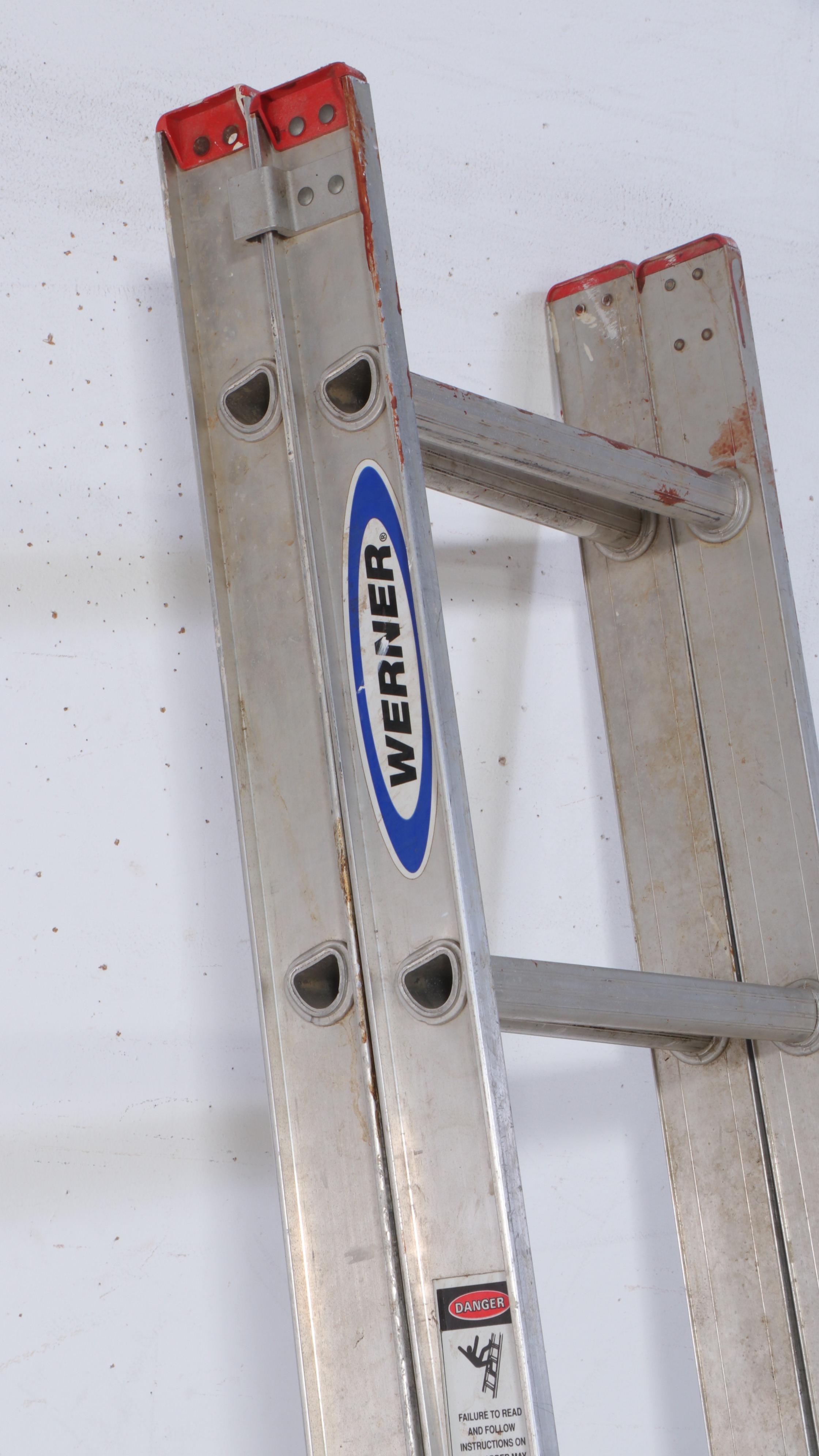 Werner and Keller Aluminum Extension Ladders With Louisville Step