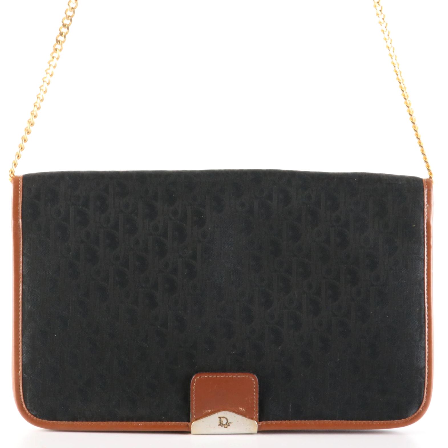 Christian Dior Chain Strap Shoulder Bag in Oblique Monogram Canvas and