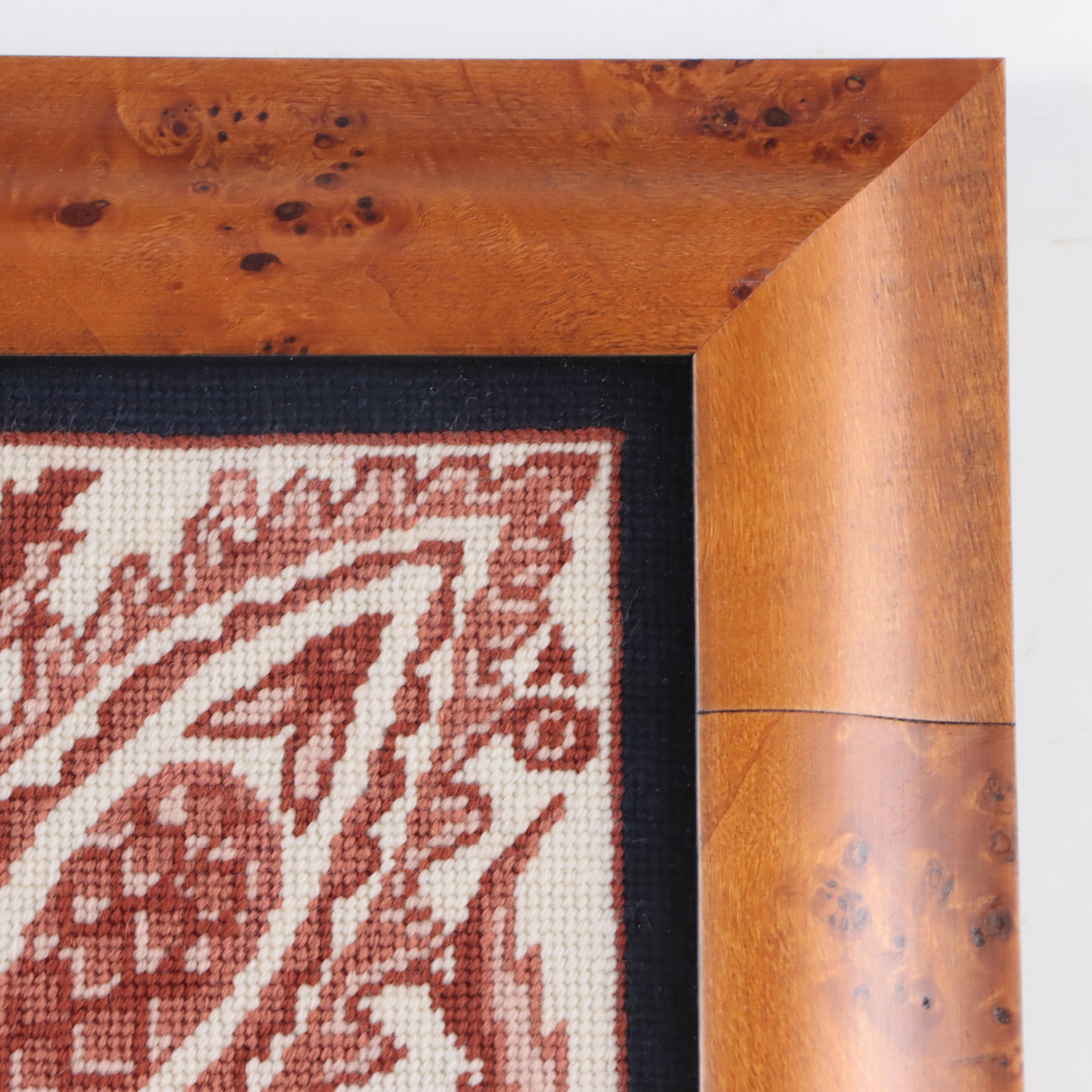 Folk Art Needlepoint Wall Hanging of Flowers, Late 20th Century EBTH