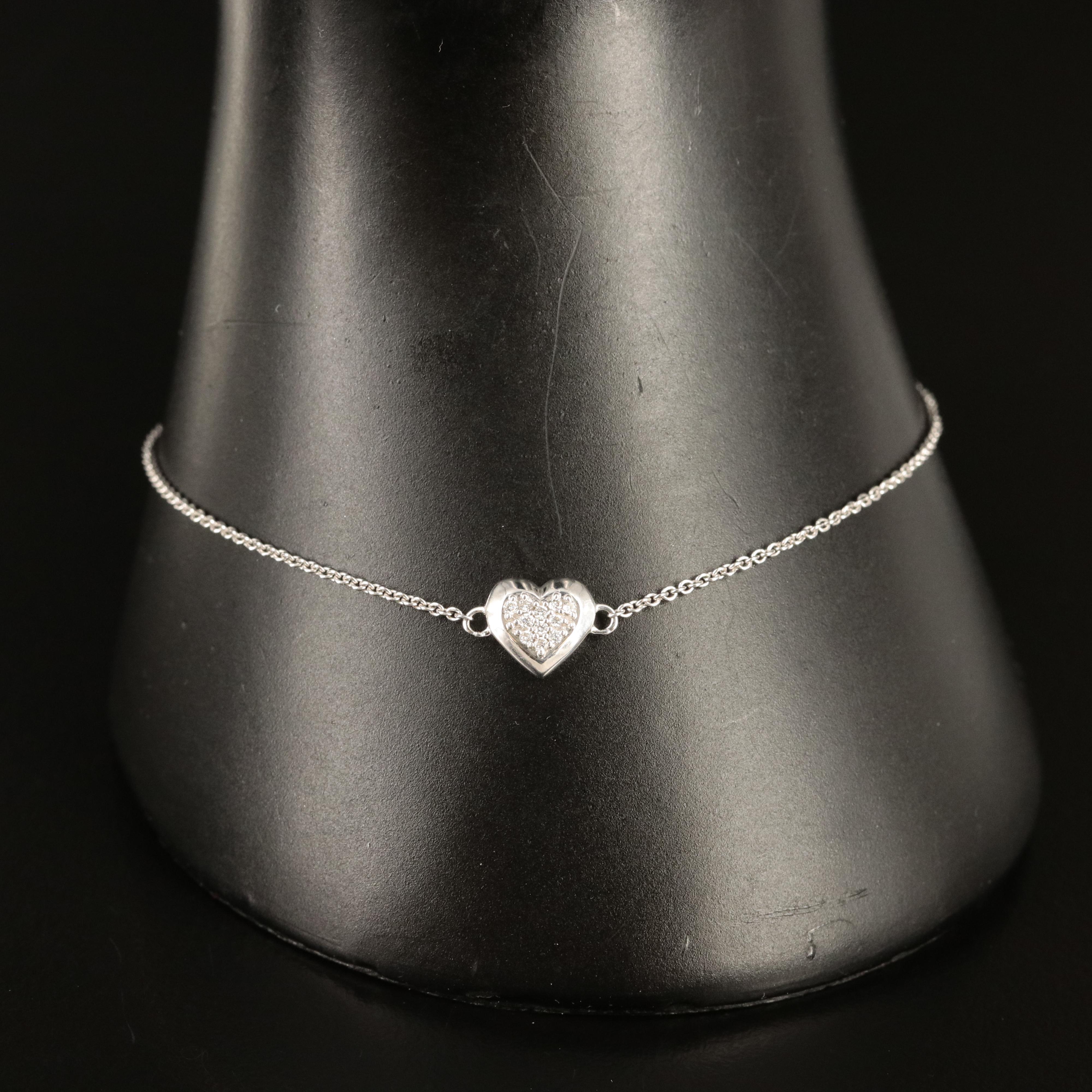 Sterling Diamond Heart Bracelet EBTH
