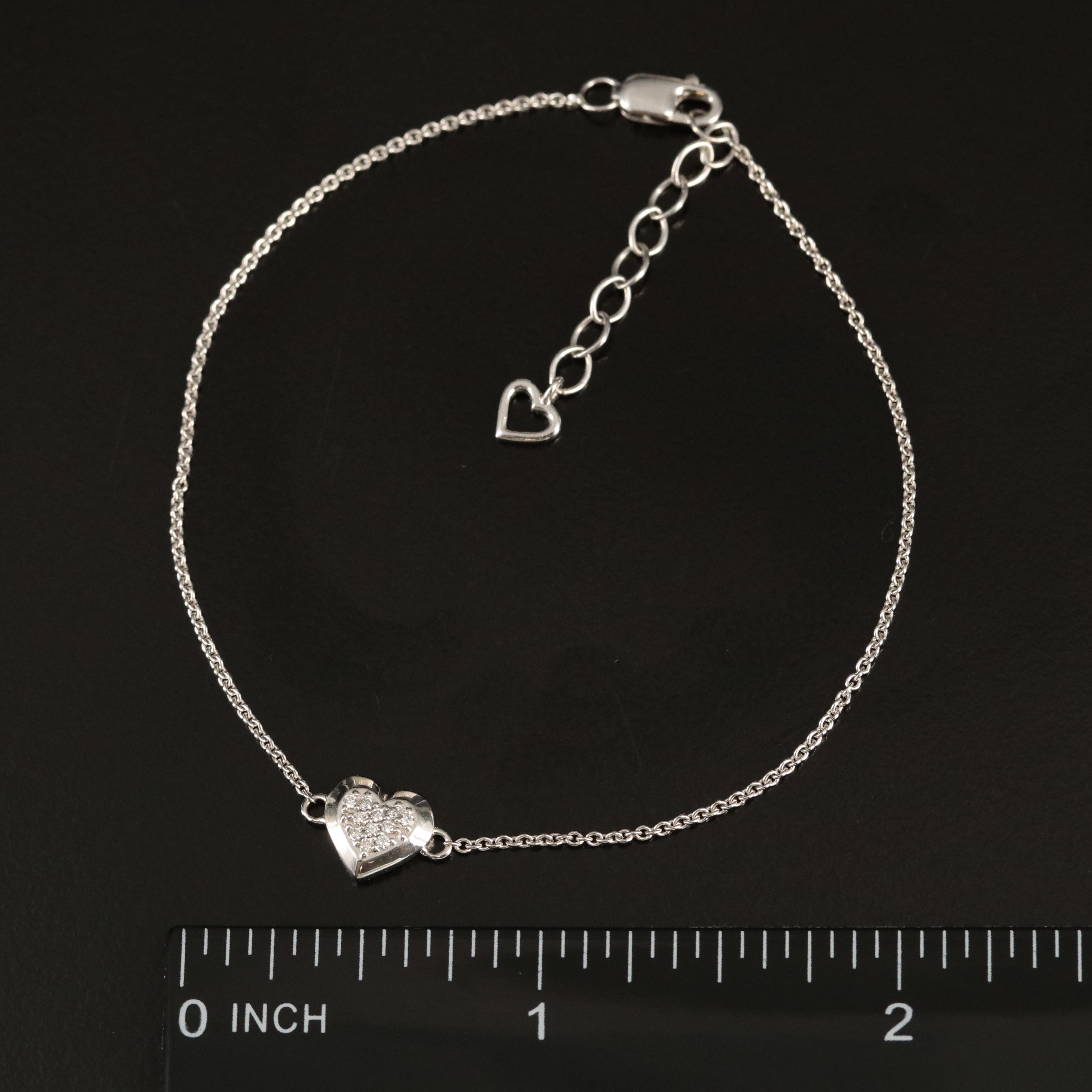 Sterling Diamond Heart Bracelet EBTH