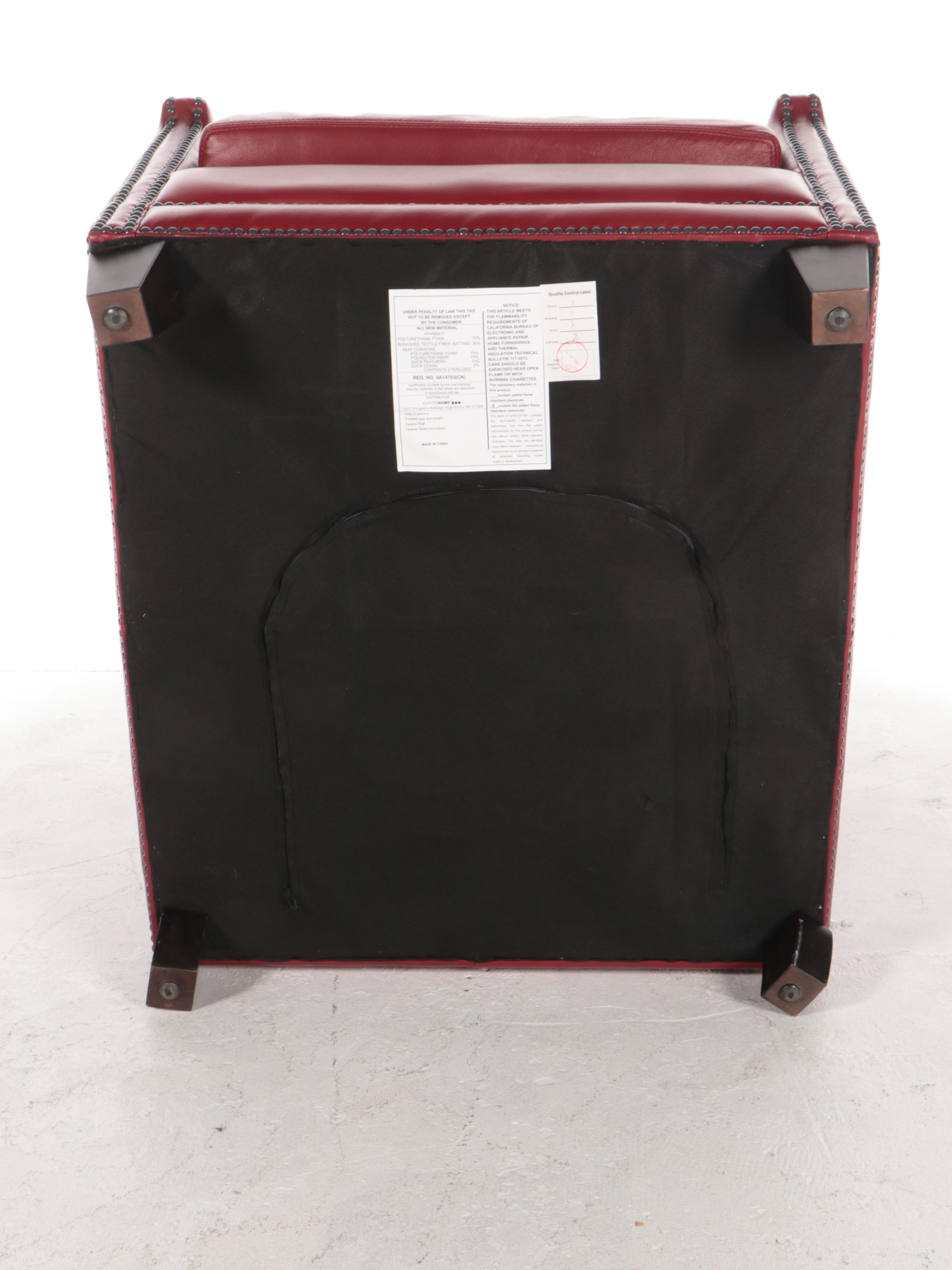 Spectra Home "Prescott" MetalTacked and Red Bonded Leather Armchair EBTH