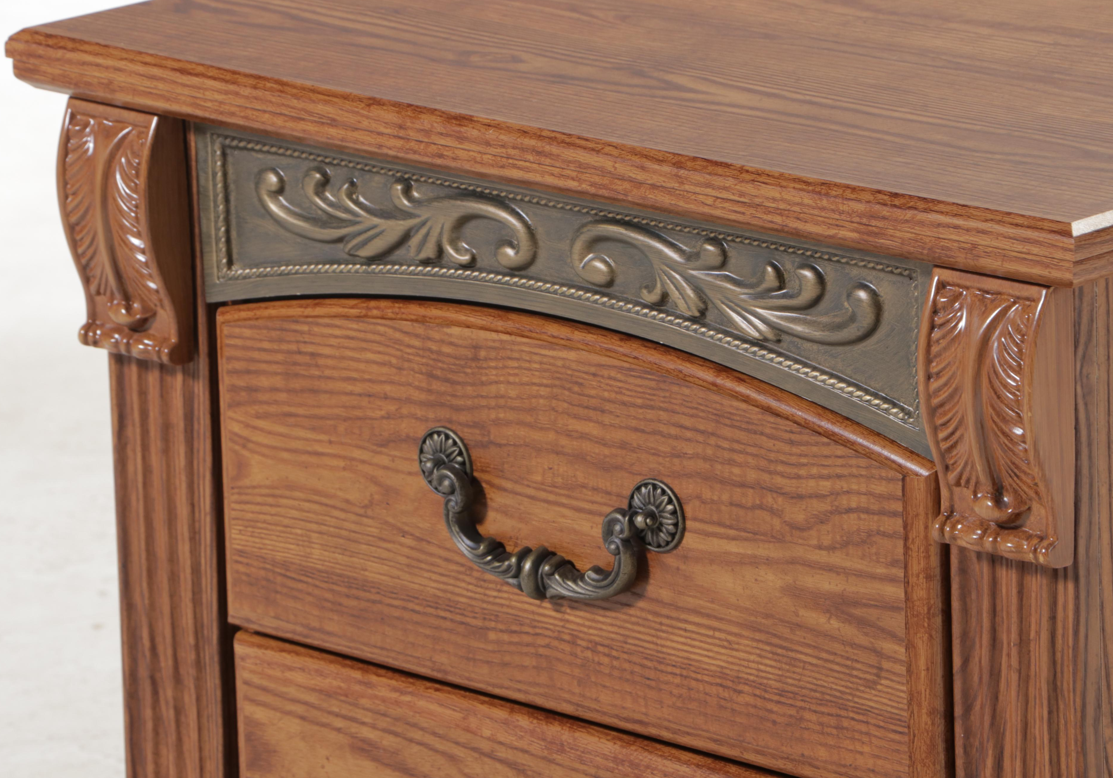 Ashley Furniture OakGrained Laminate TwoDrawer Nightstand EBTH