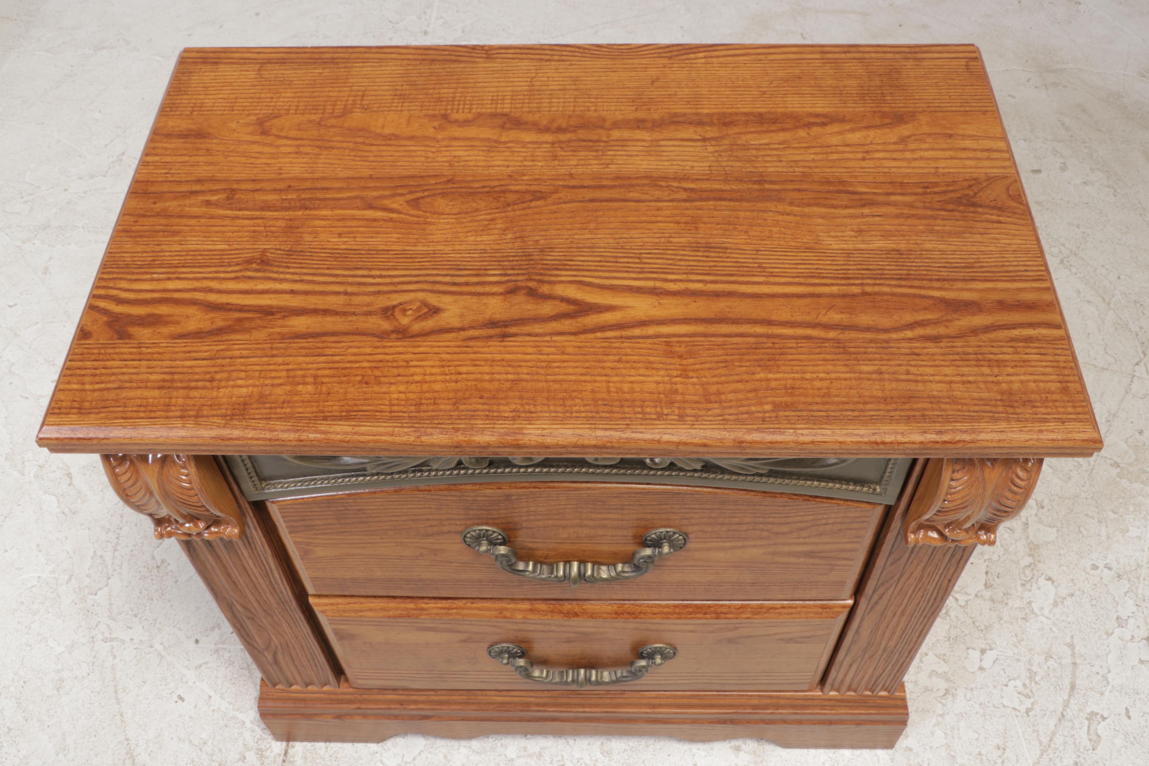 Ashley Furniture OakGrained Laminate TwoDrawer Nightstand EBTH