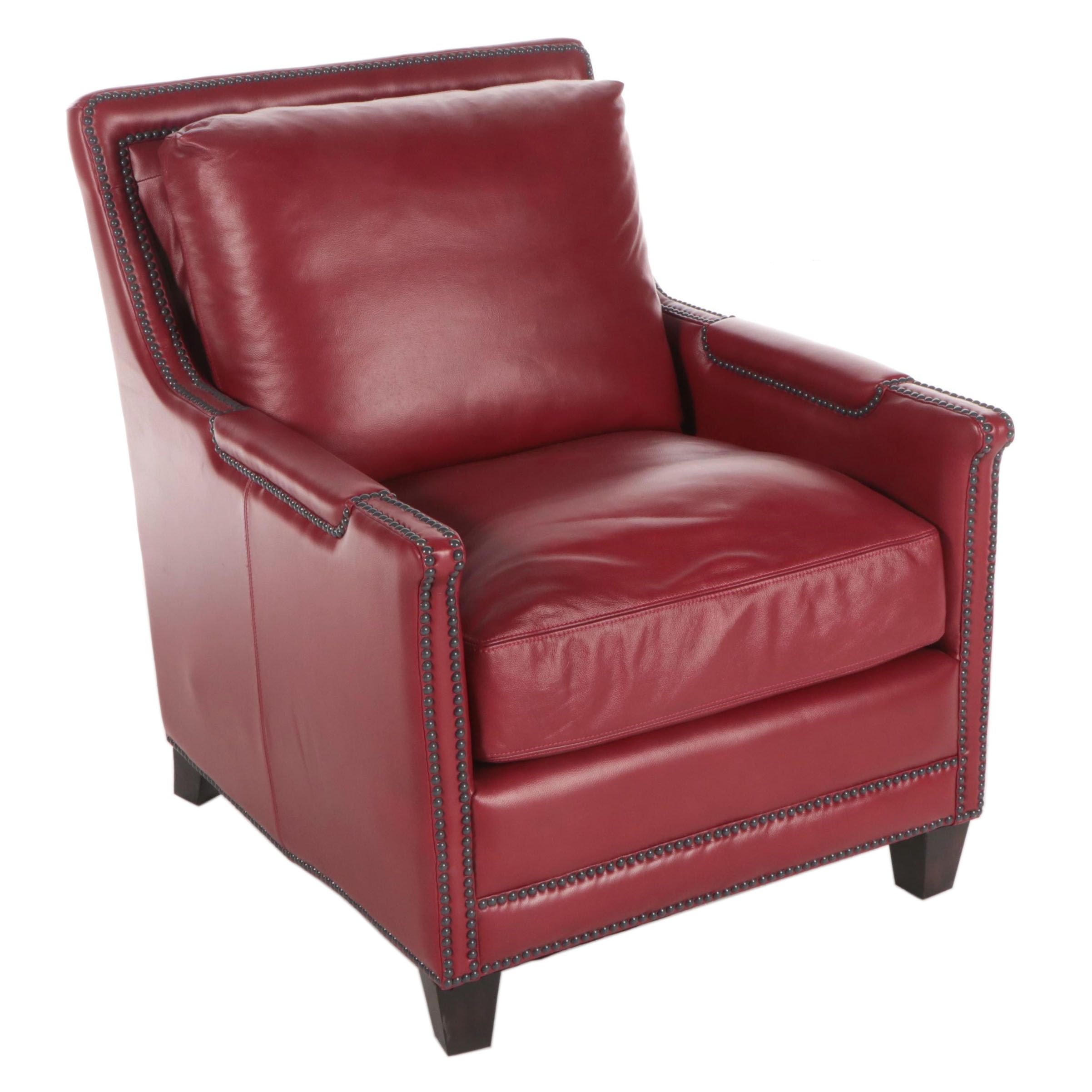 Spectra Home "Prescott" MetalTacked and Red Bonded Leather Armchair EBTH