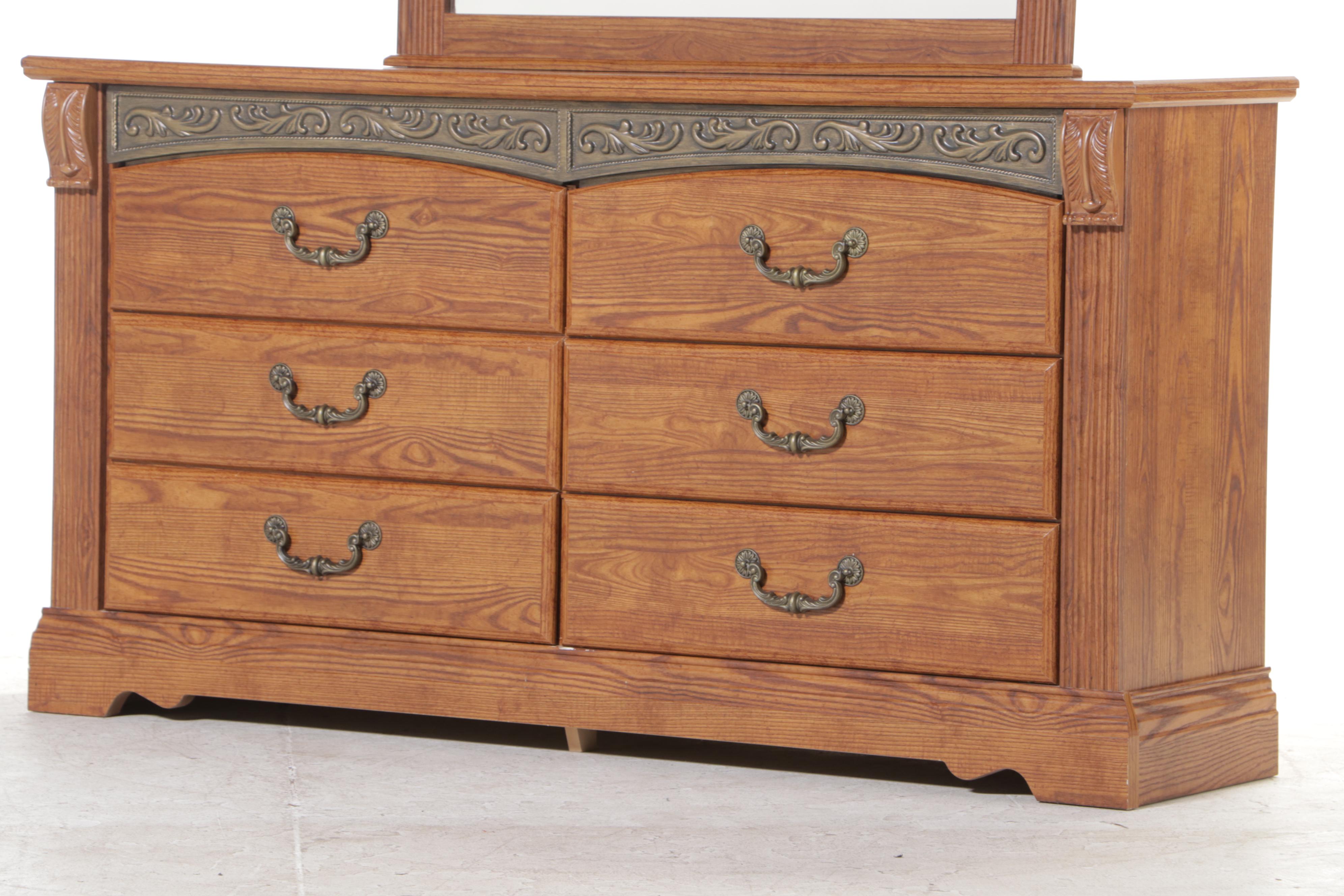 Ashley Furniture OakGrained Laminate SixDrawer Dresser EBTH