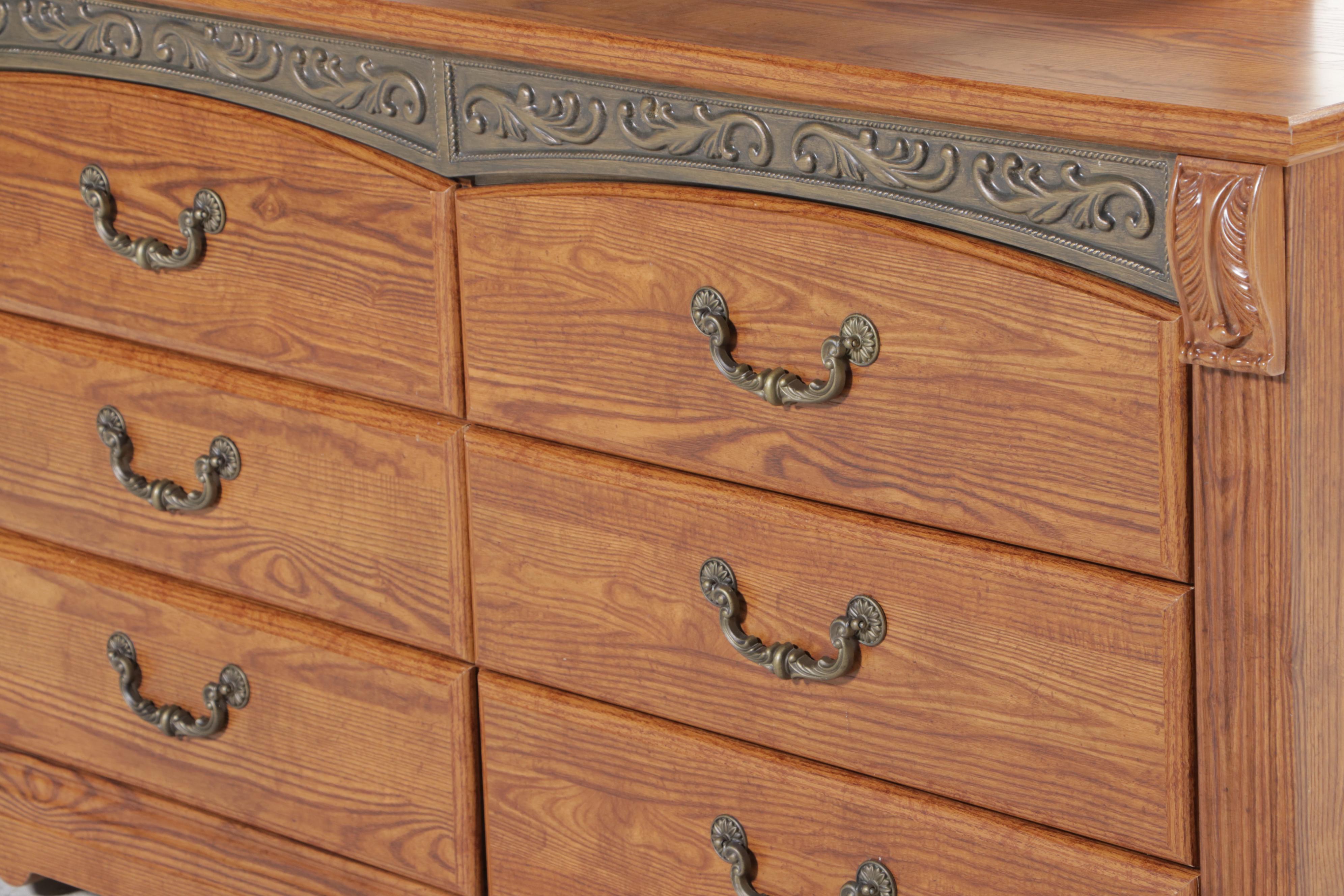 Ashley Furniture OakGrained Laminate SixDrawer Dresser EBTH