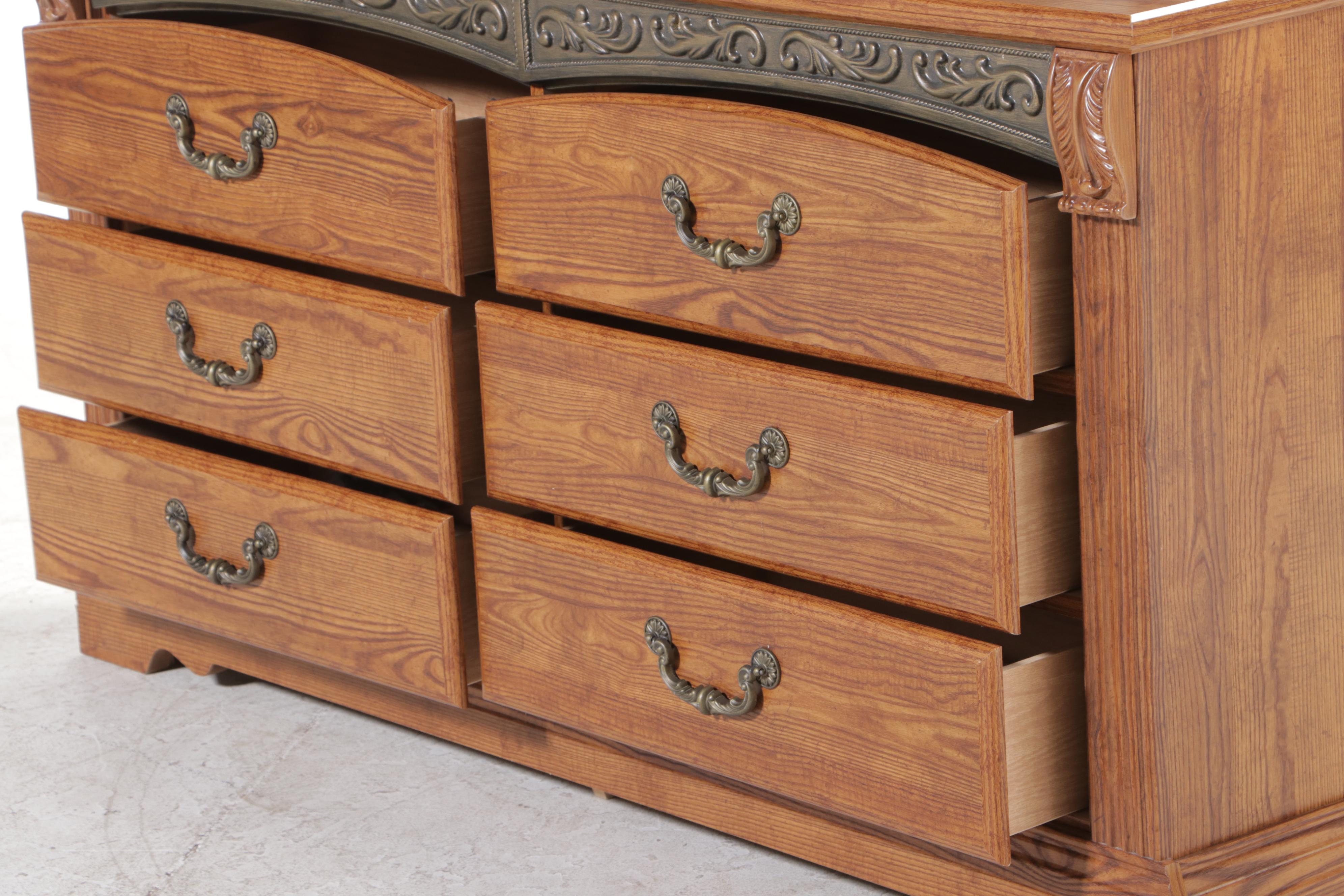 Ashley Furniture OakGrained Laminate SixDrawer Dresser EBTH