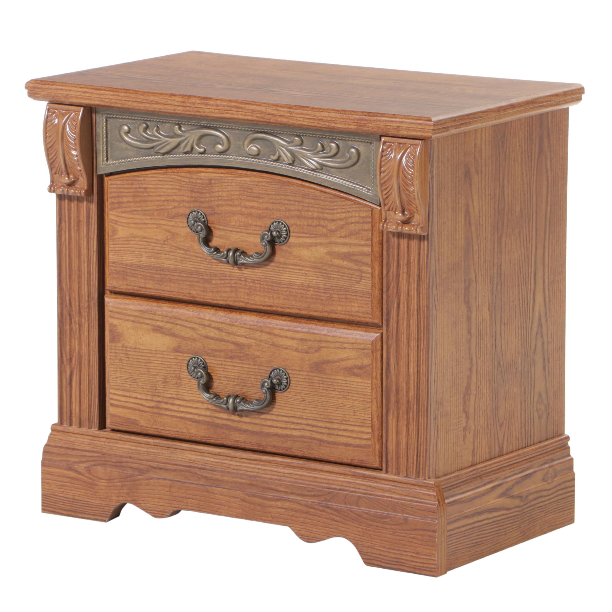 Ashley Furniture OakGrained Laminate TwoDrawer Nightstand EBTH