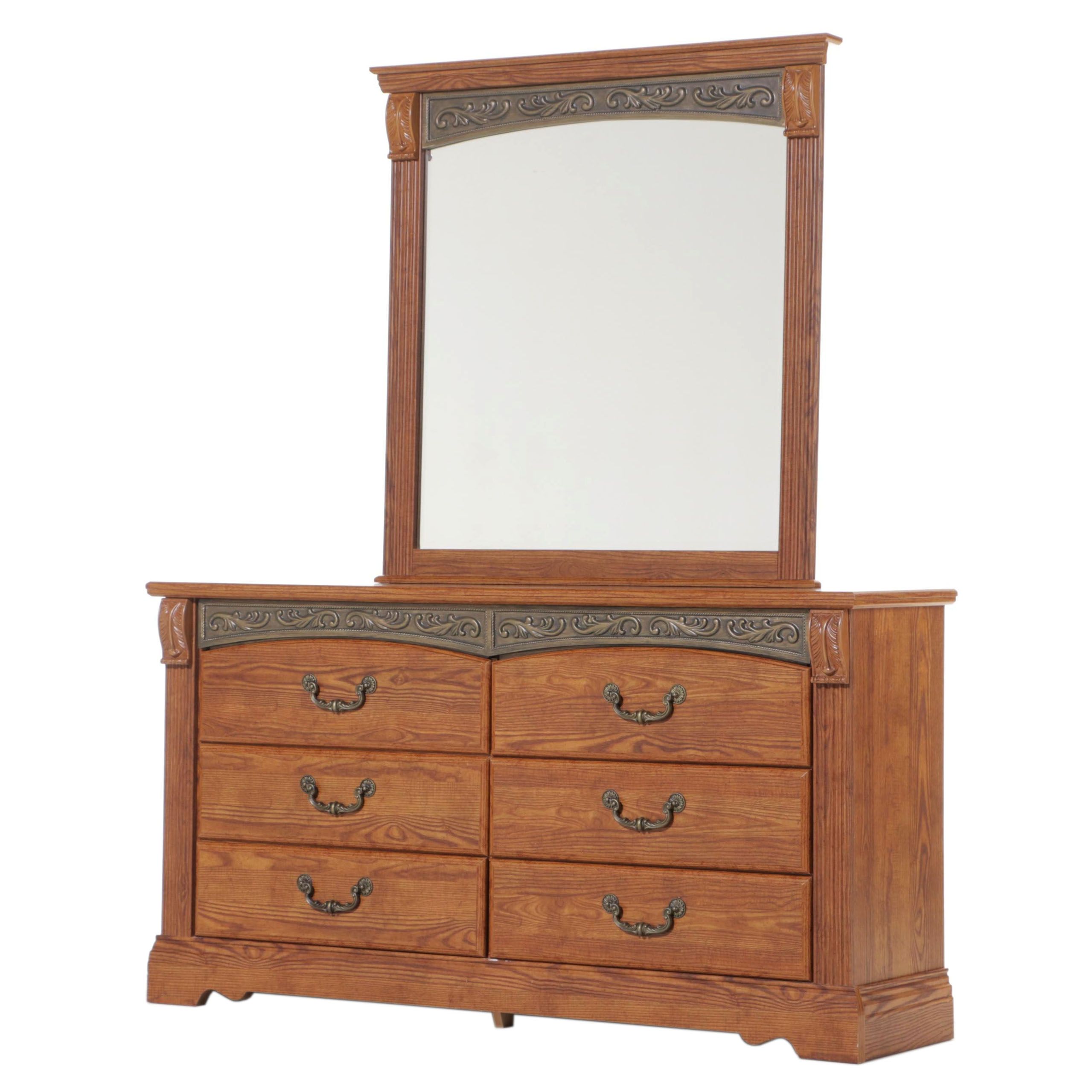 Ashley Furniture OakGrained Laminate SixDrawer Dresser EBTH