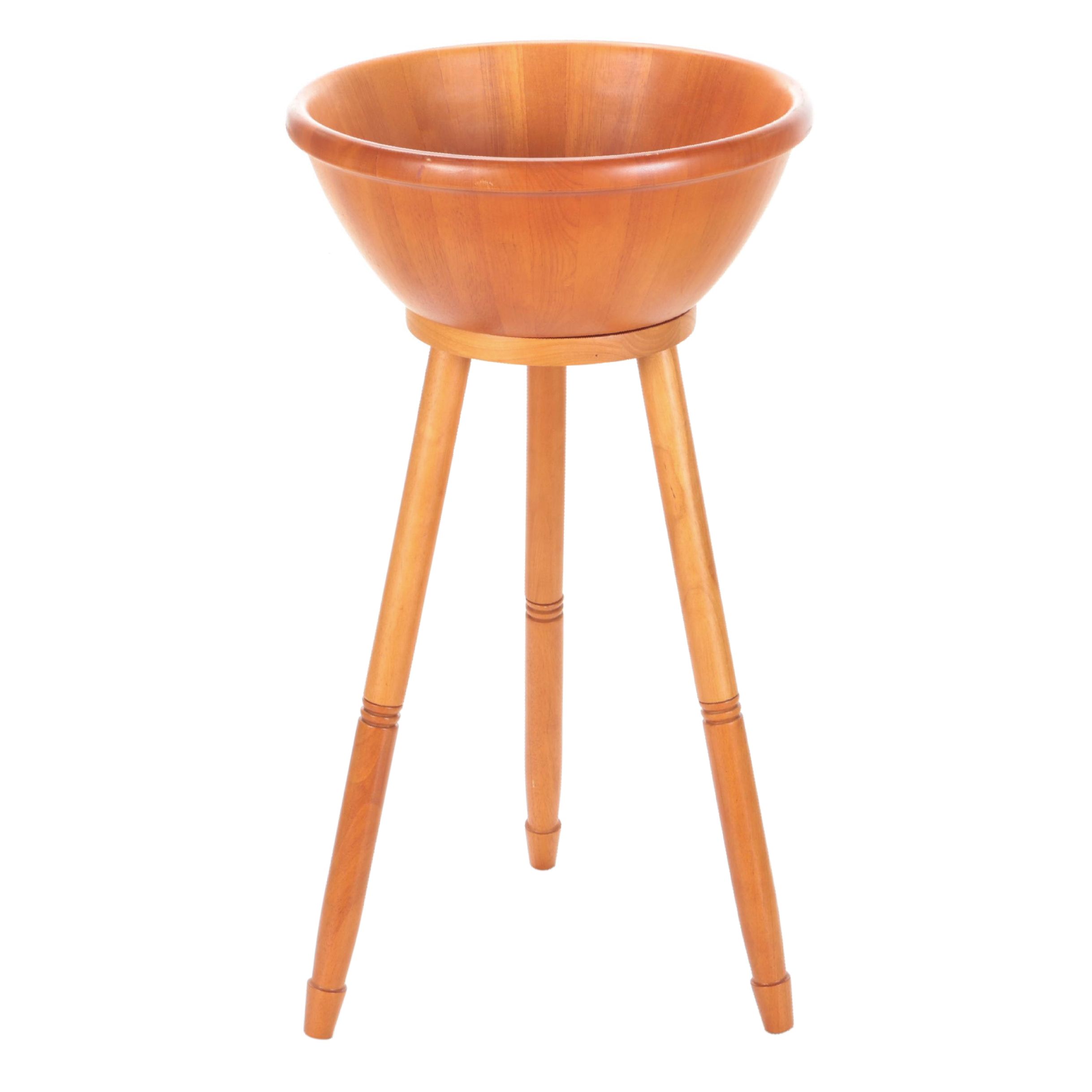 Wooden Salad Serving Bowl with Stand EBTH