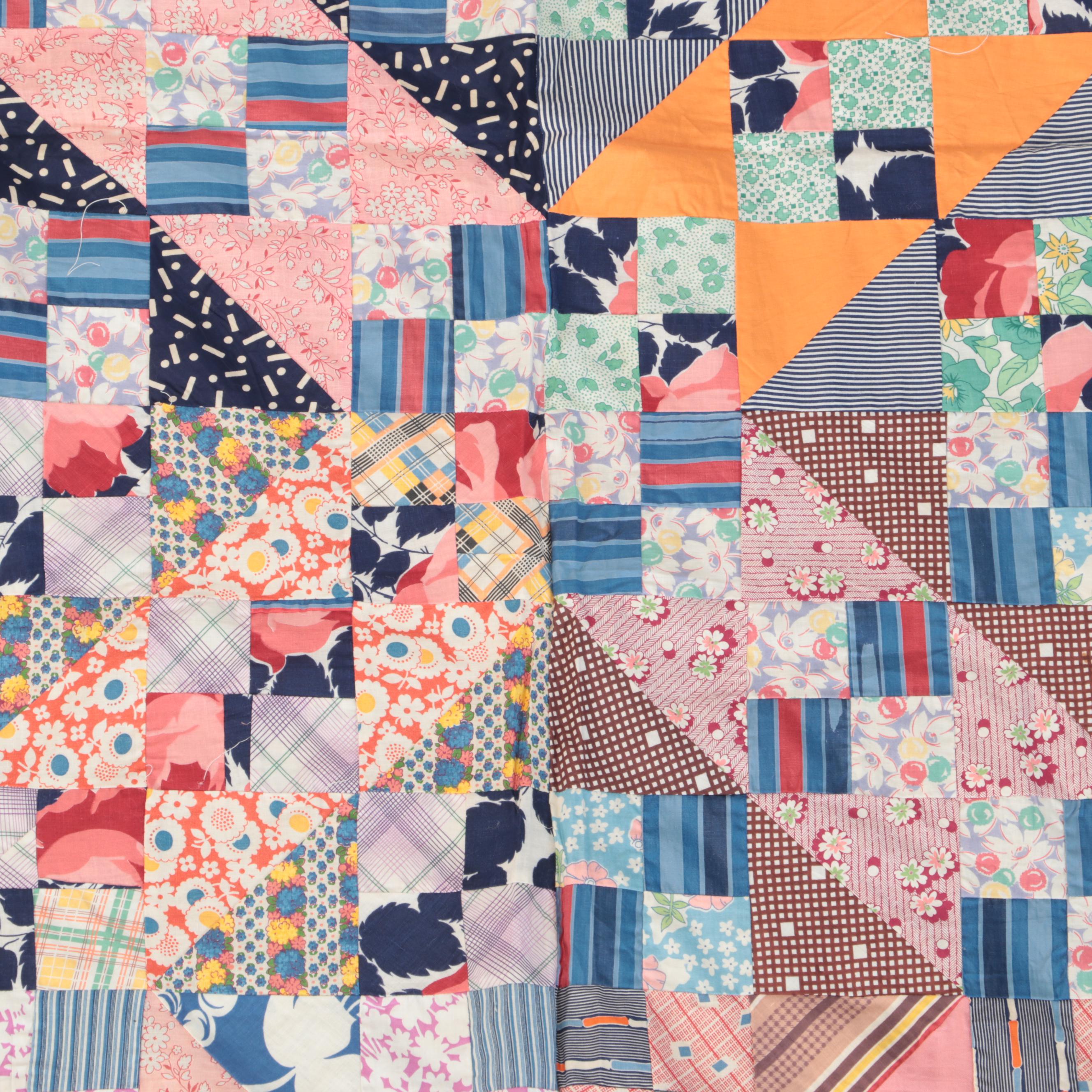 Handmade "Jacob's Ladder" and Bunny Appliqué Quilt Tops with Quilt