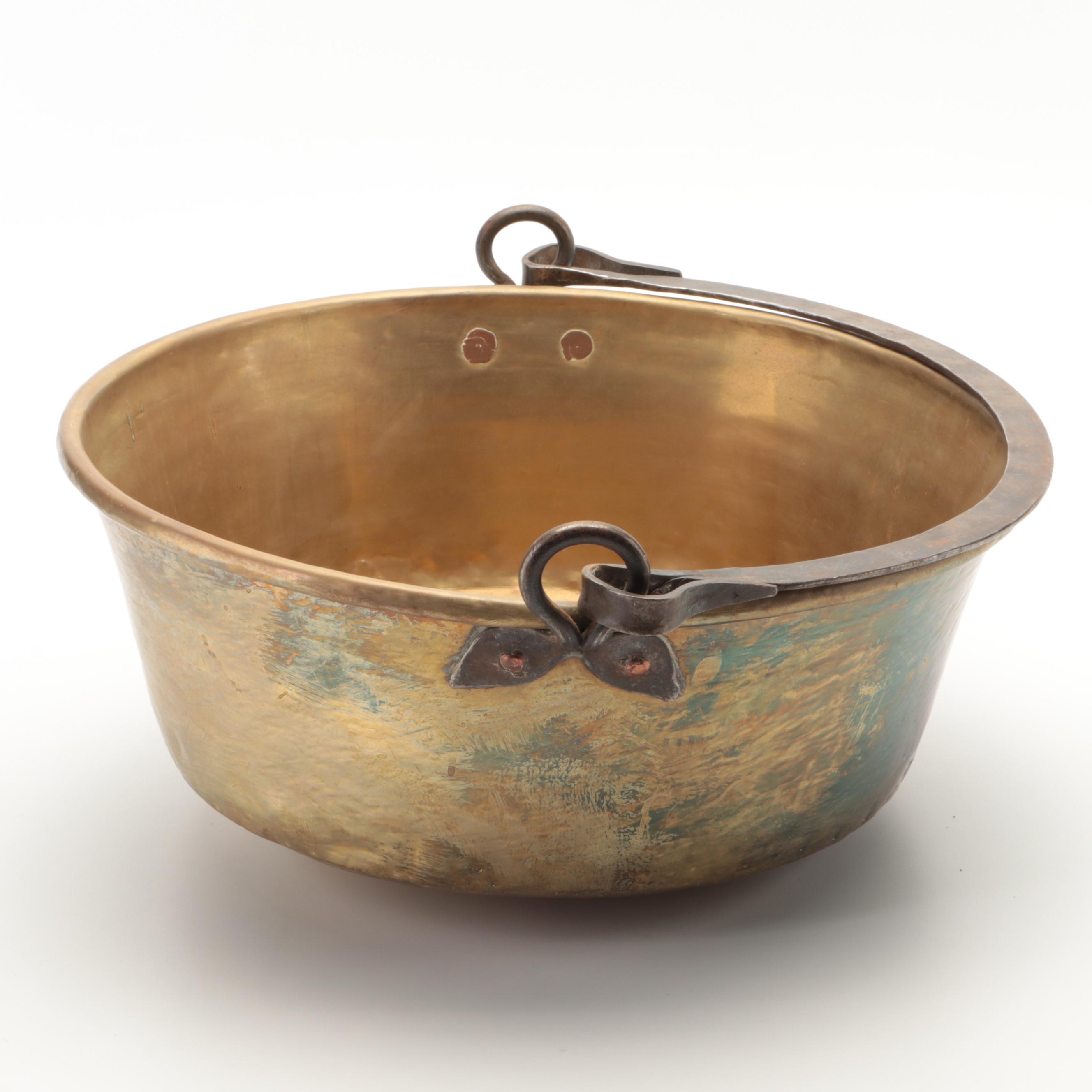 Hammered Brass Jelly Kettle With Iron Bail EBTH