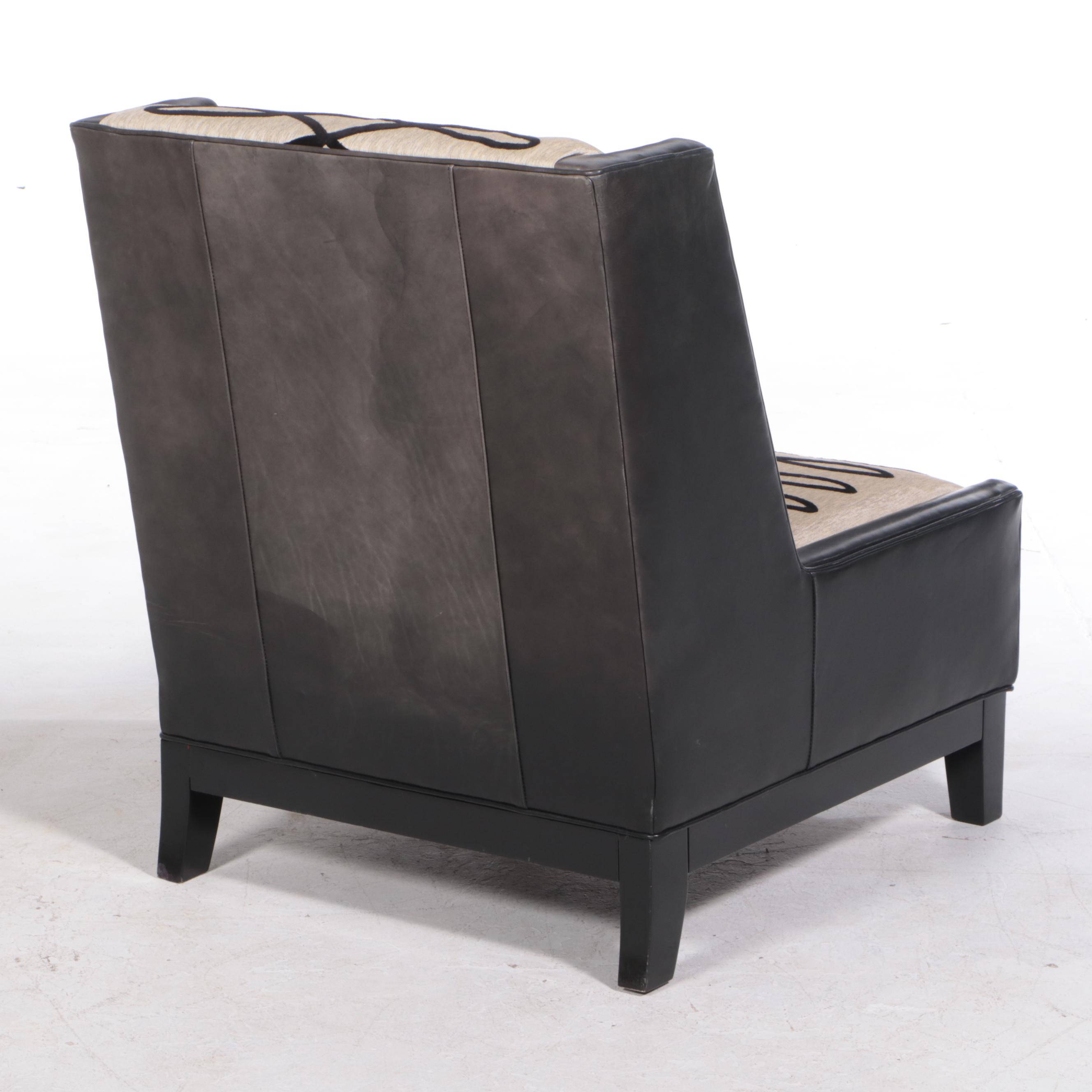 Lexington Home Brands Leather and CustomUpholstered Slipper Chair EBTH