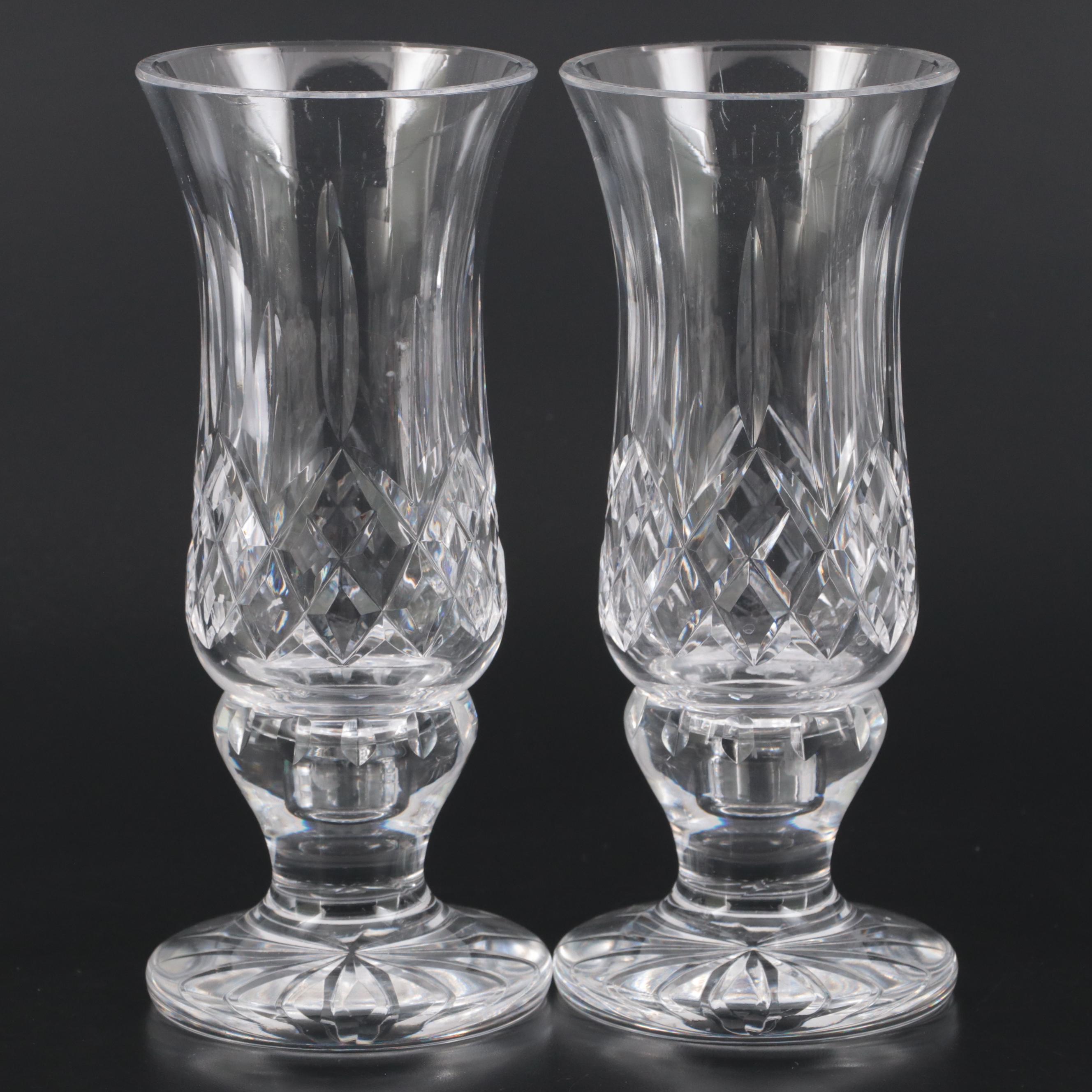Waterford Crystal "Lismore" Hurricane Candle Lamps with Other