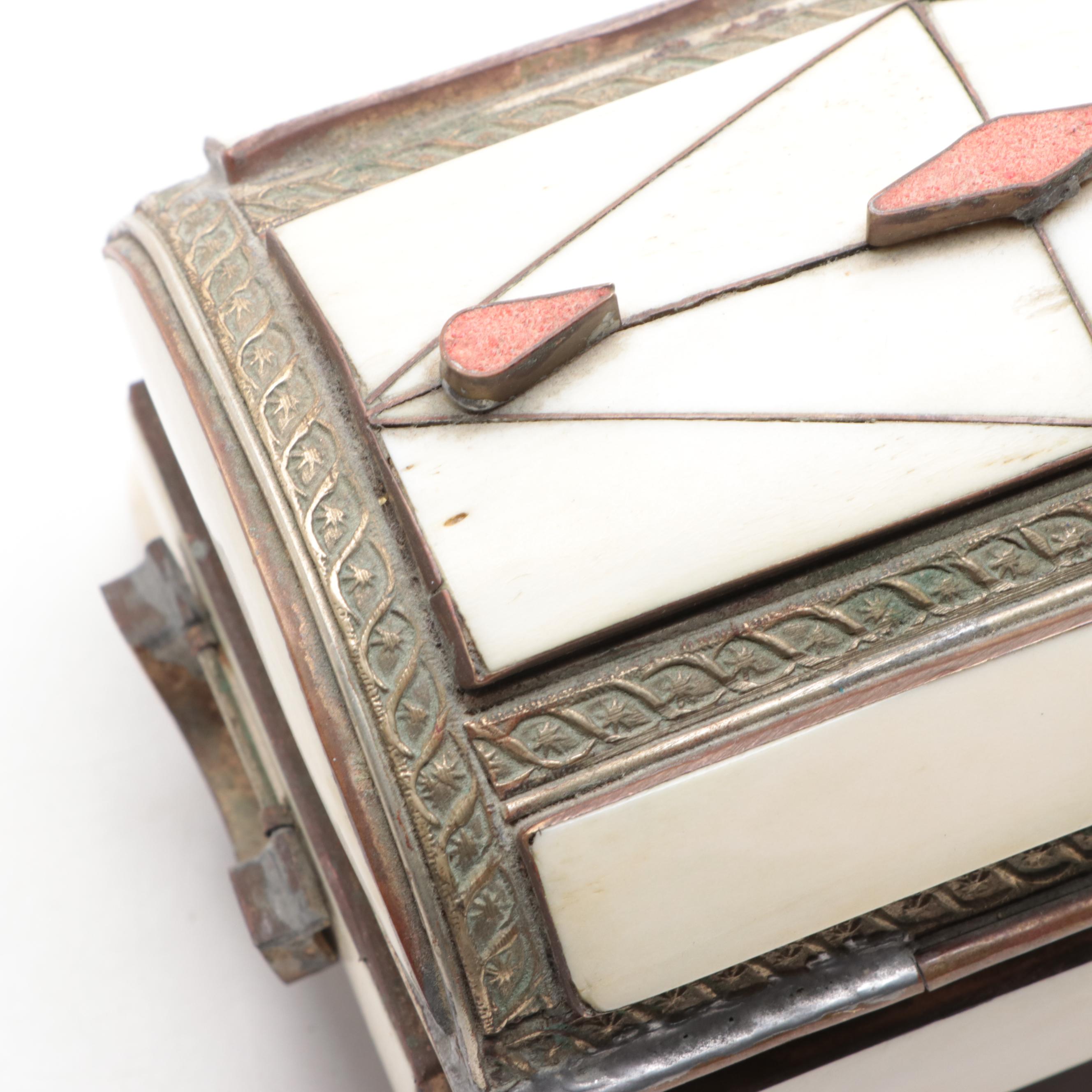 Moroccan Brass and Bone Casket Box, Late 20th Century EBTH