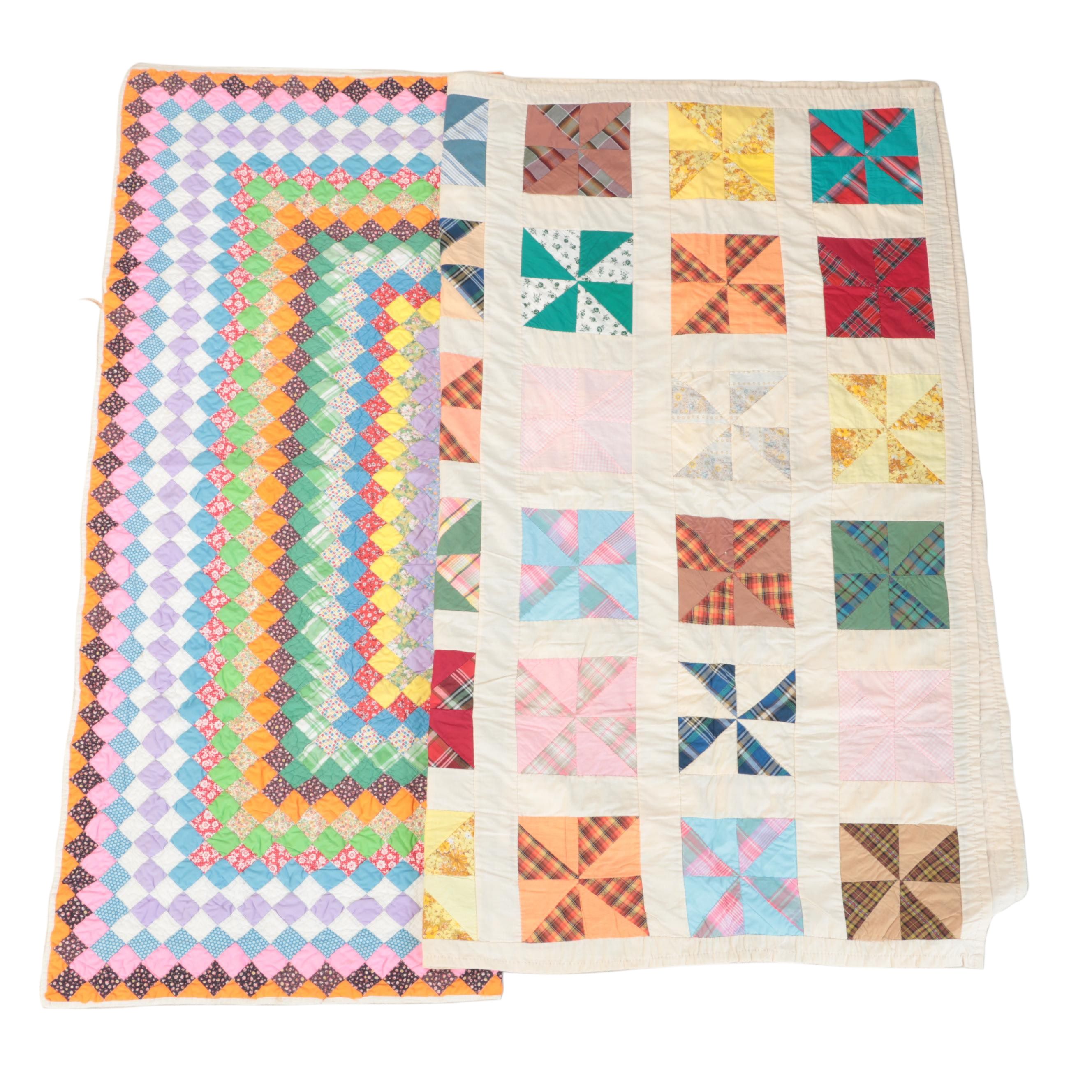 "Pinwheel" and "Around the World" Handcrafted Quilts EBTH