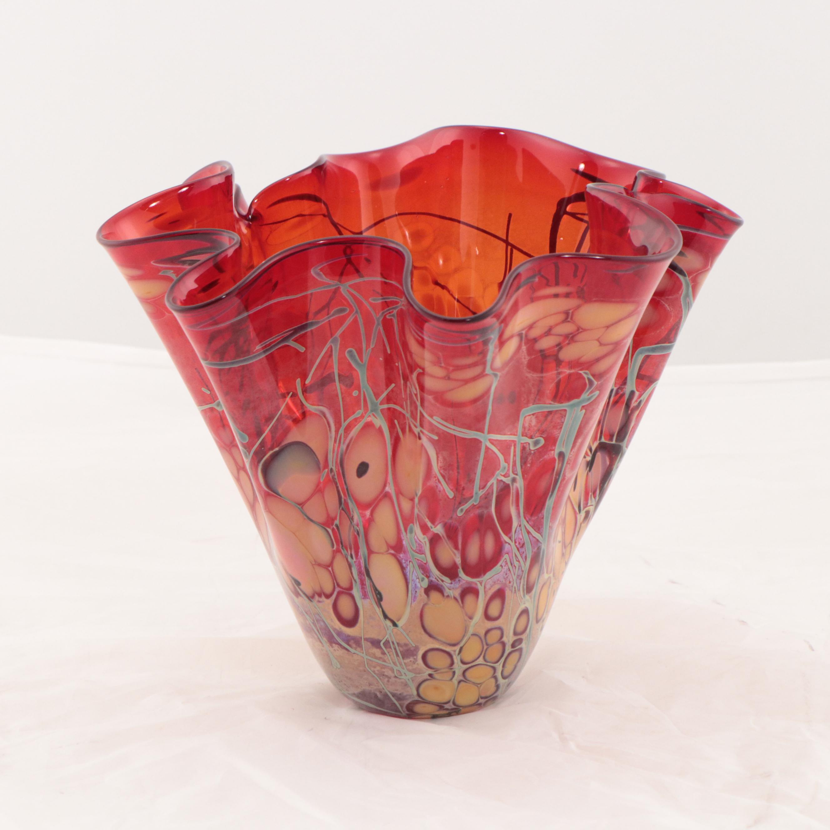 Blown Art Glass Handkerchief Vase EBTH