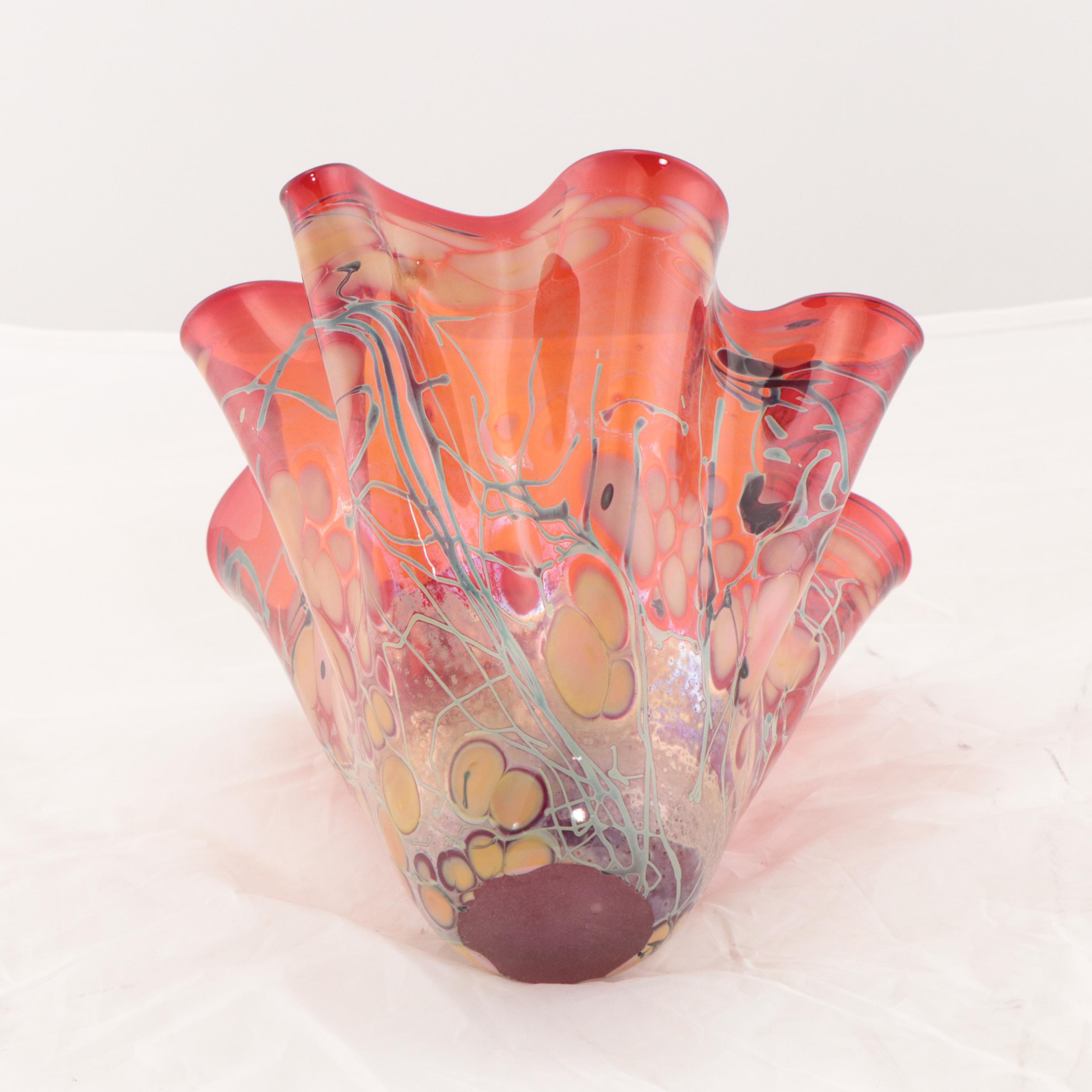 Blown Art Glass Handkerchief Vase EBTH