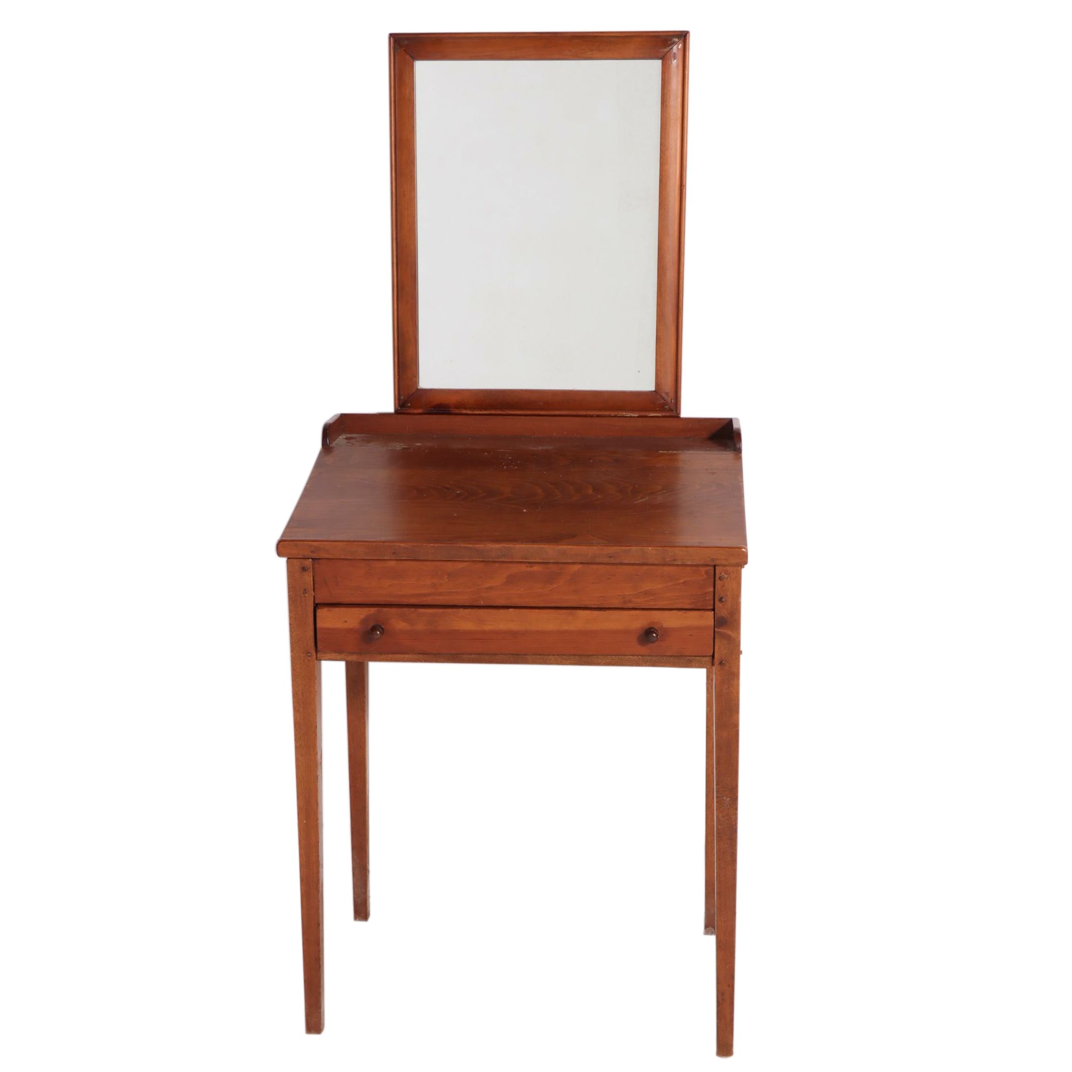 American Primitive Style Handmade Pine Desk and Wall Mirror EBTH