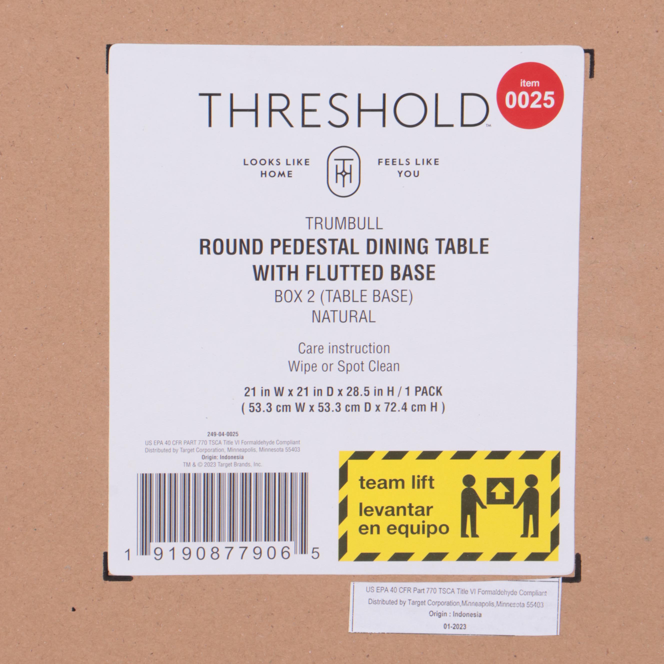 Threshold Trumbull Round Fluted Dining Table Pedelstal Base in Natural EBTH