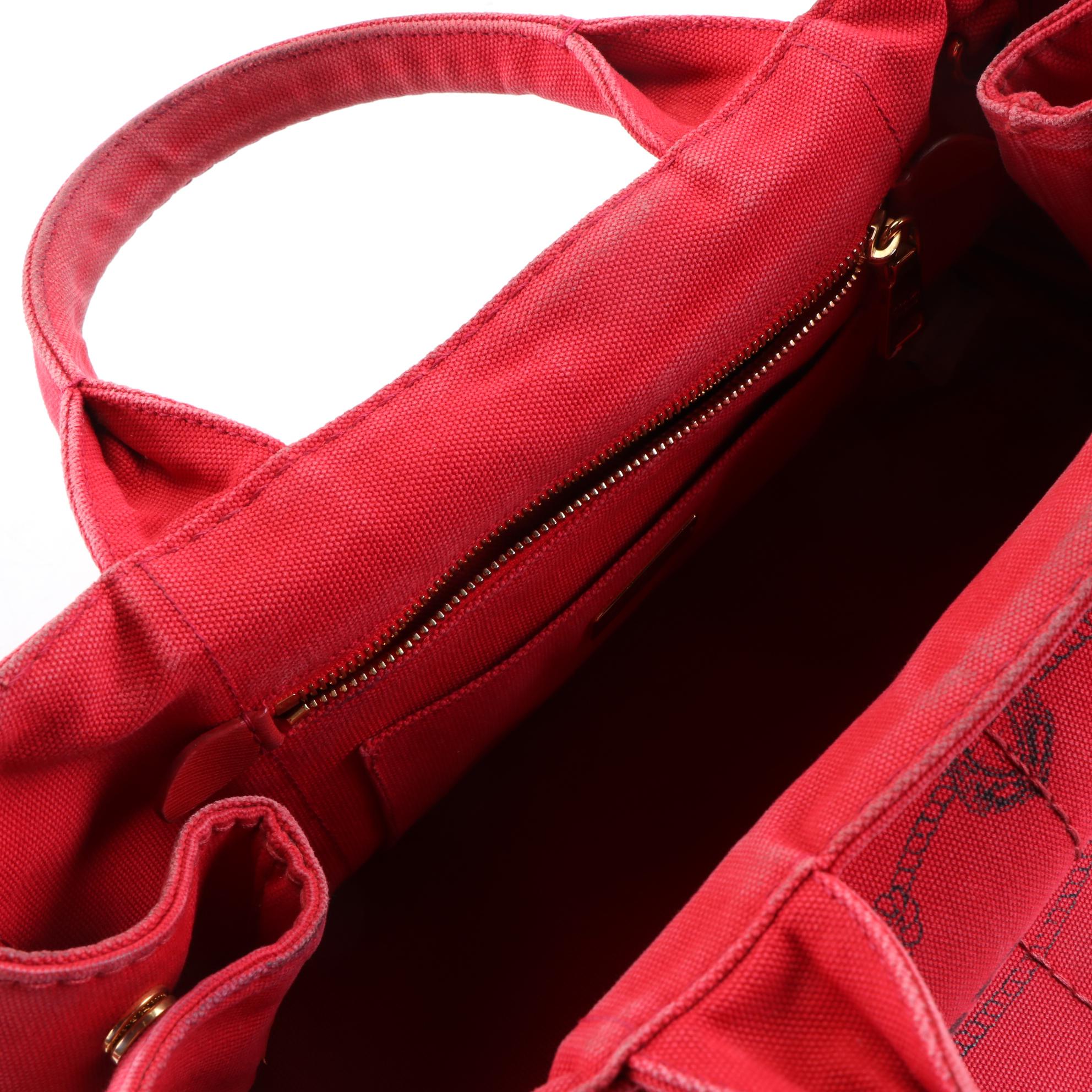 Prada Canapa TwoWay Tote Bag in Red Canvas EBTH