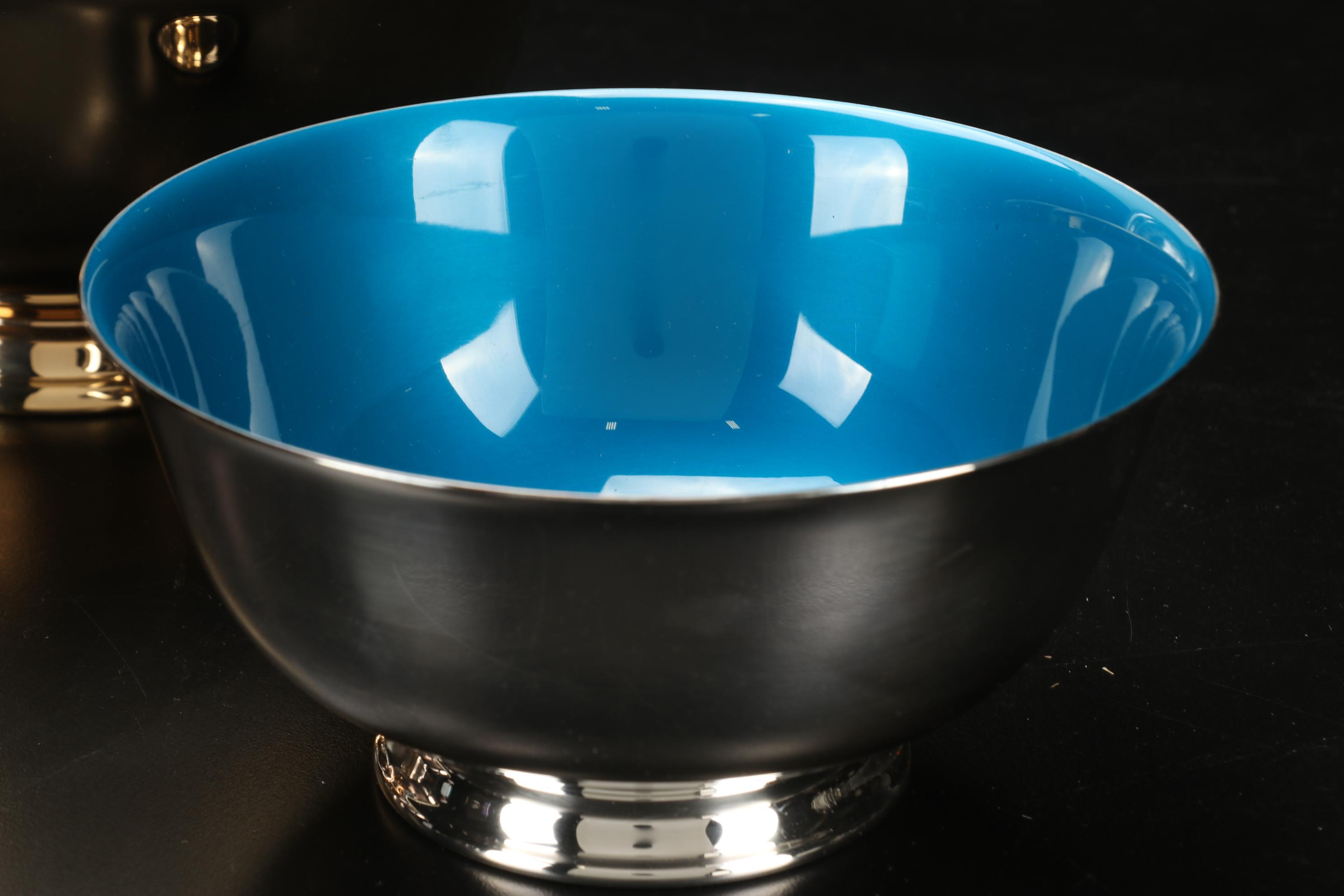 Reed & Barton Enameled Silver Plate Bowls With Other Silver Plate