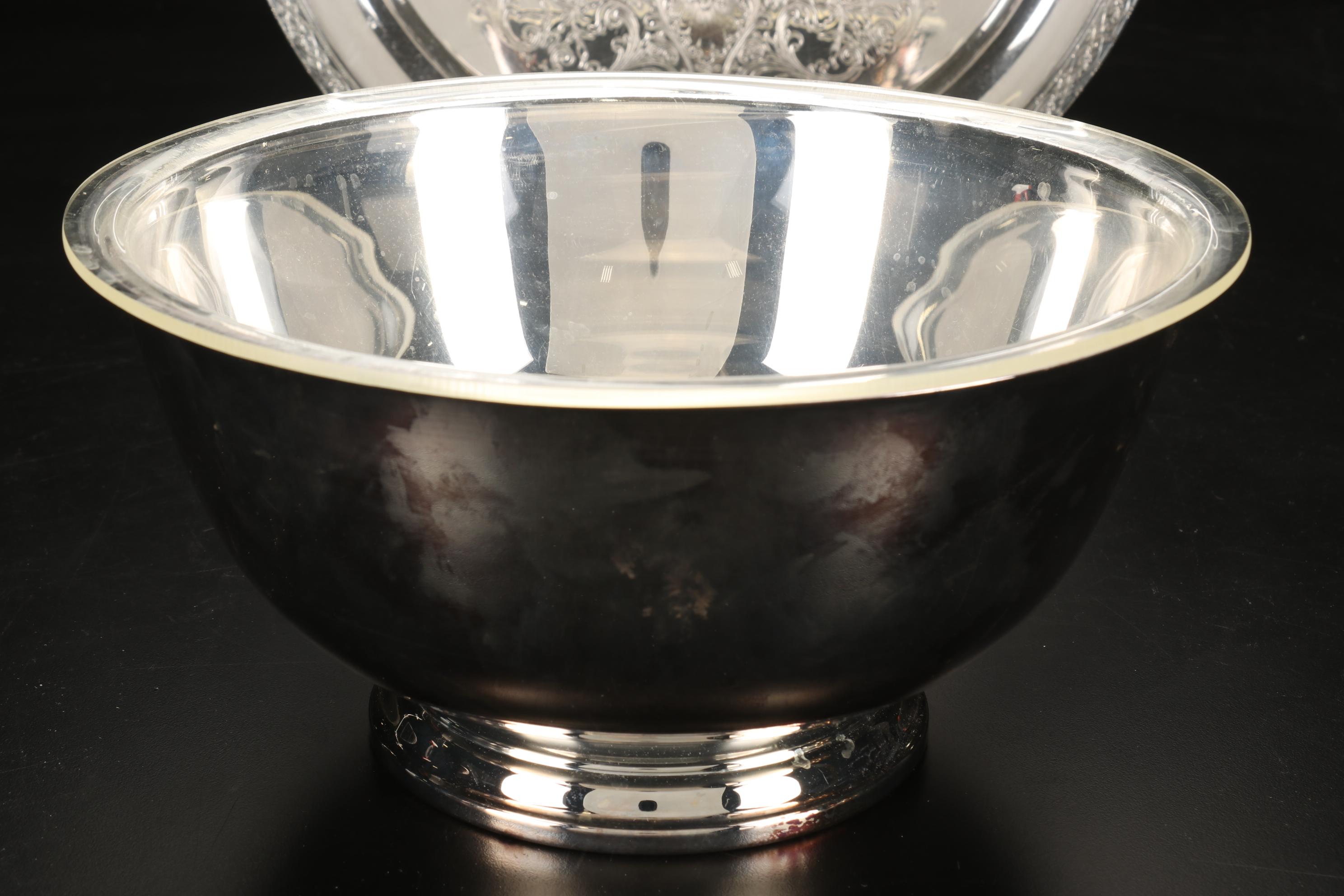 Reed & Barton Enameled Silver Plate Bowls With Other Silver Plate