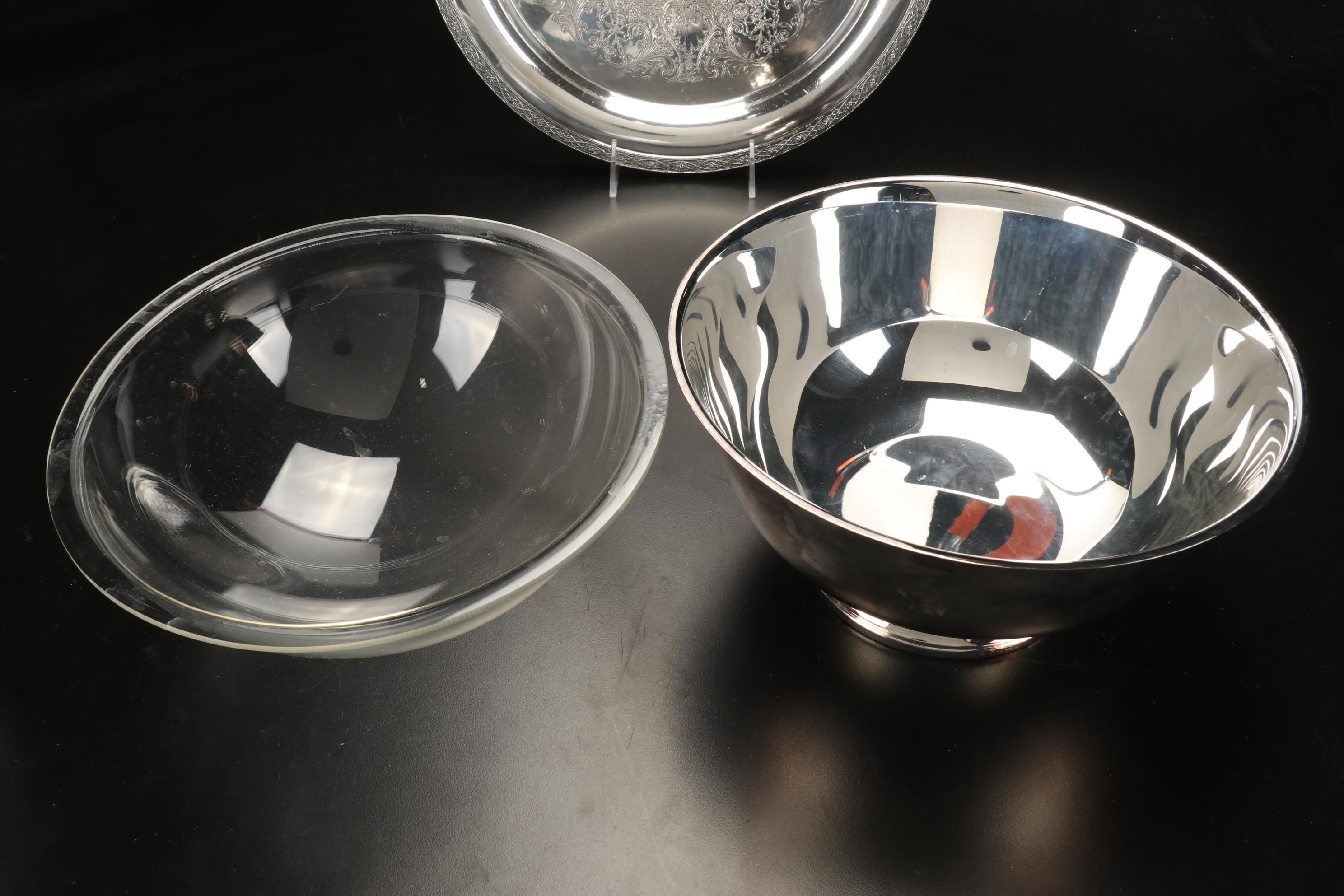 Reed & Barton Enameled Silver Plate Bowls With Other Silver Plate