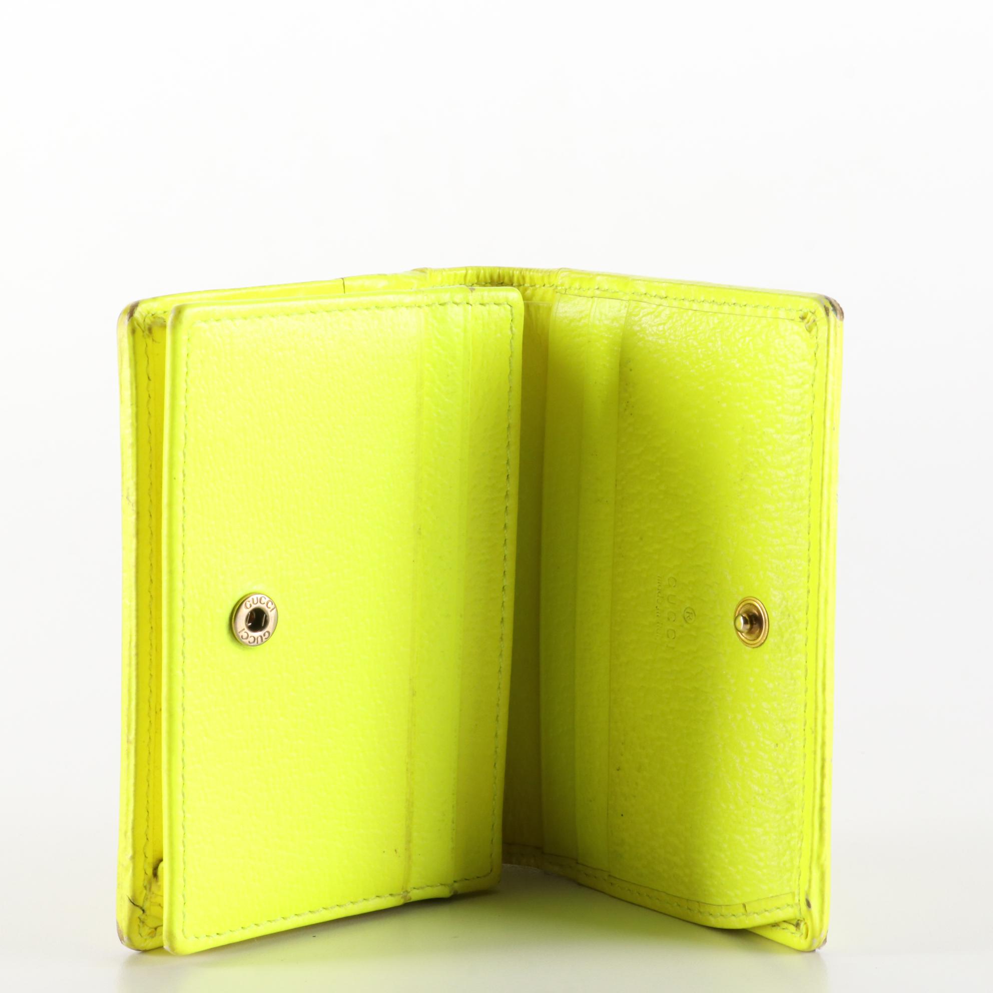 Gucci Zumi Compact Wallet in Flora Print Neon Leather with Box EBTH