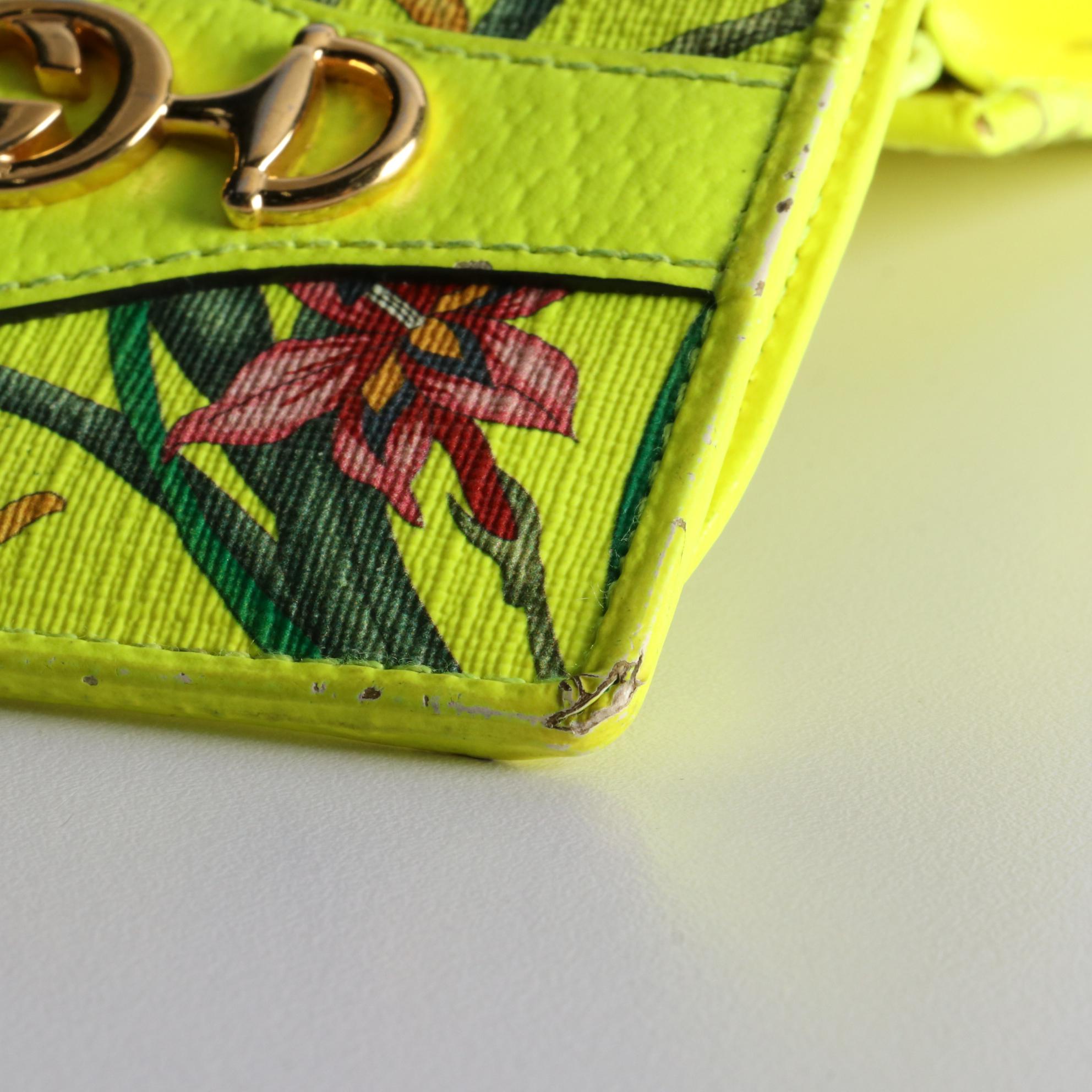 Gucci Zumi Compact Wallet in Flora Print Neon Leather with Box EBTH