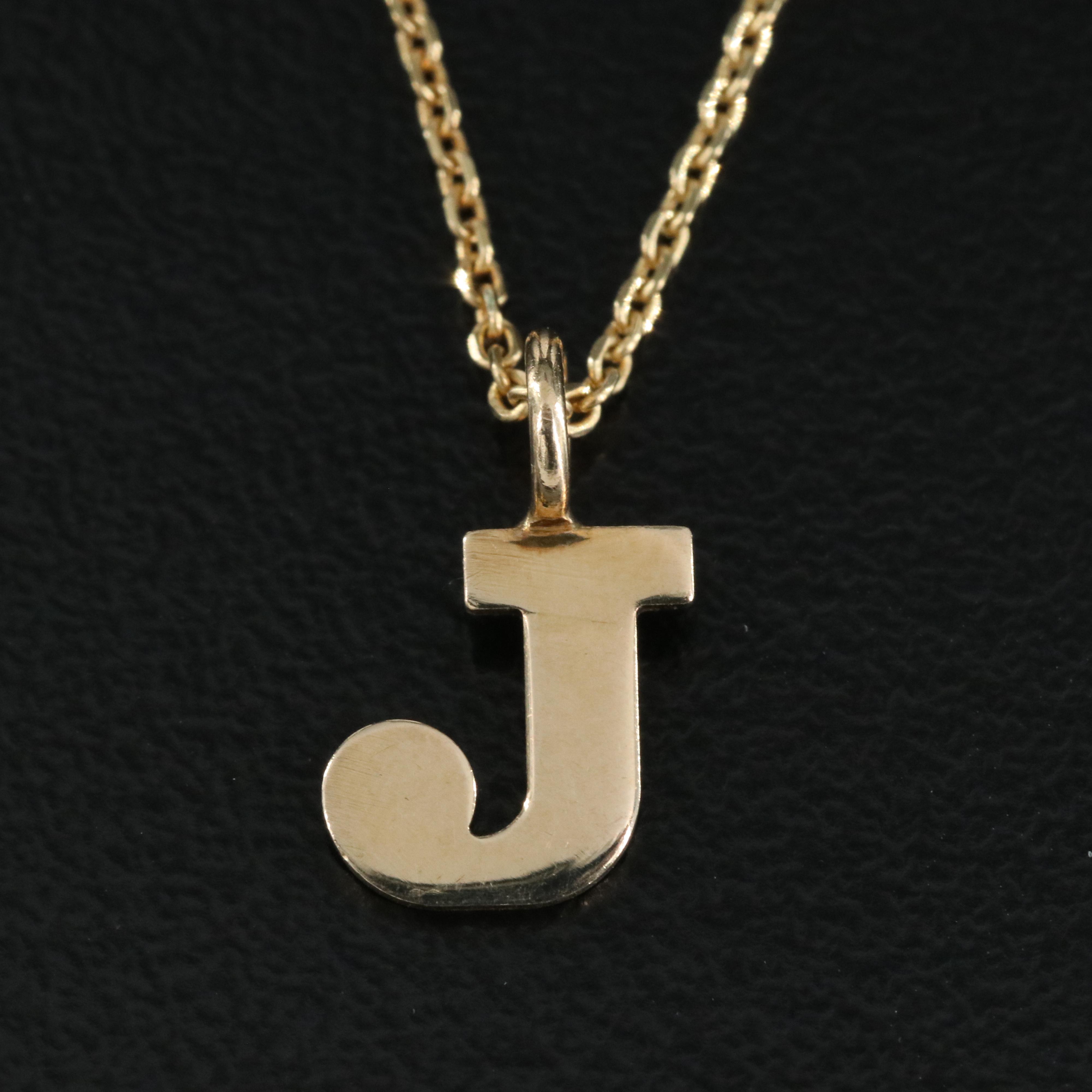 14K "J" Pendant Necklace EBTH