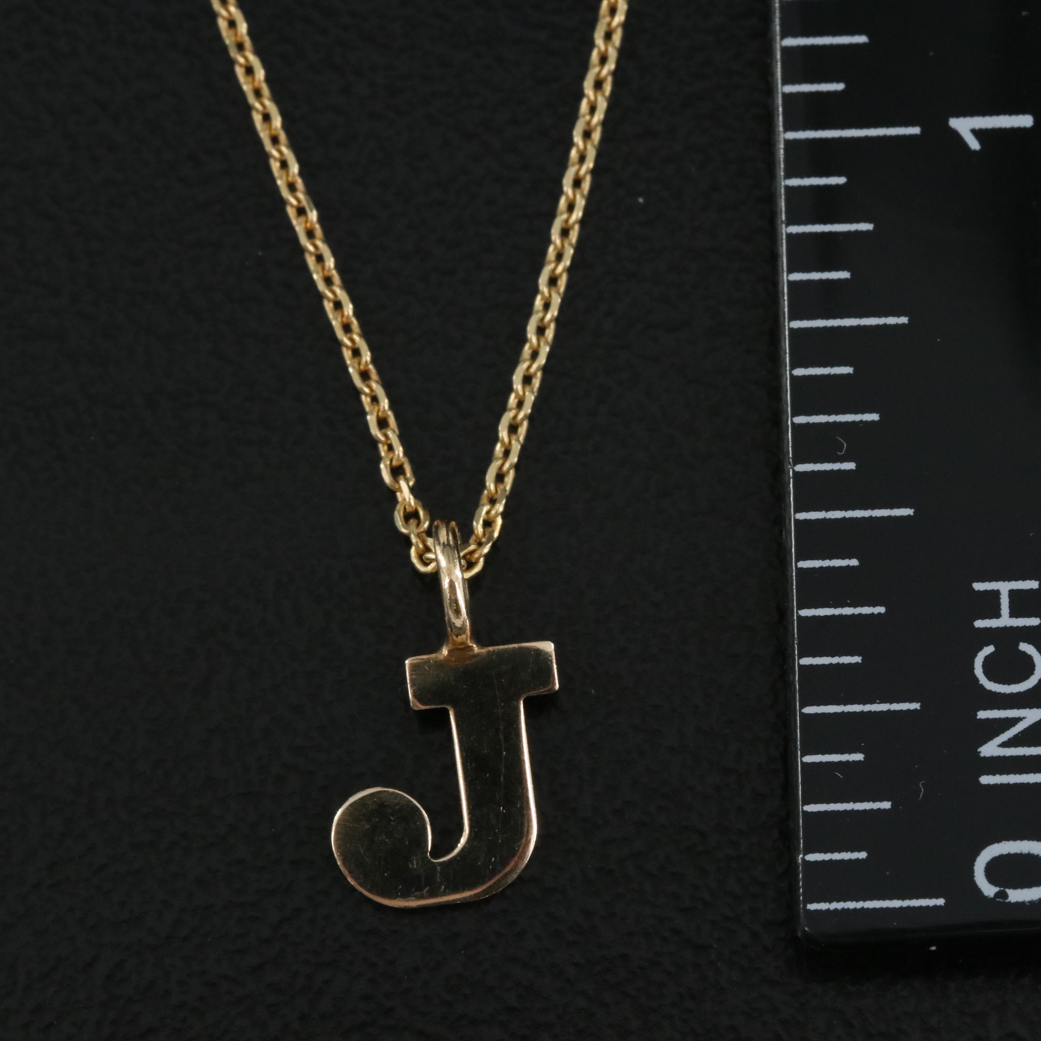 14K "J" Pendant Necklace EBTH