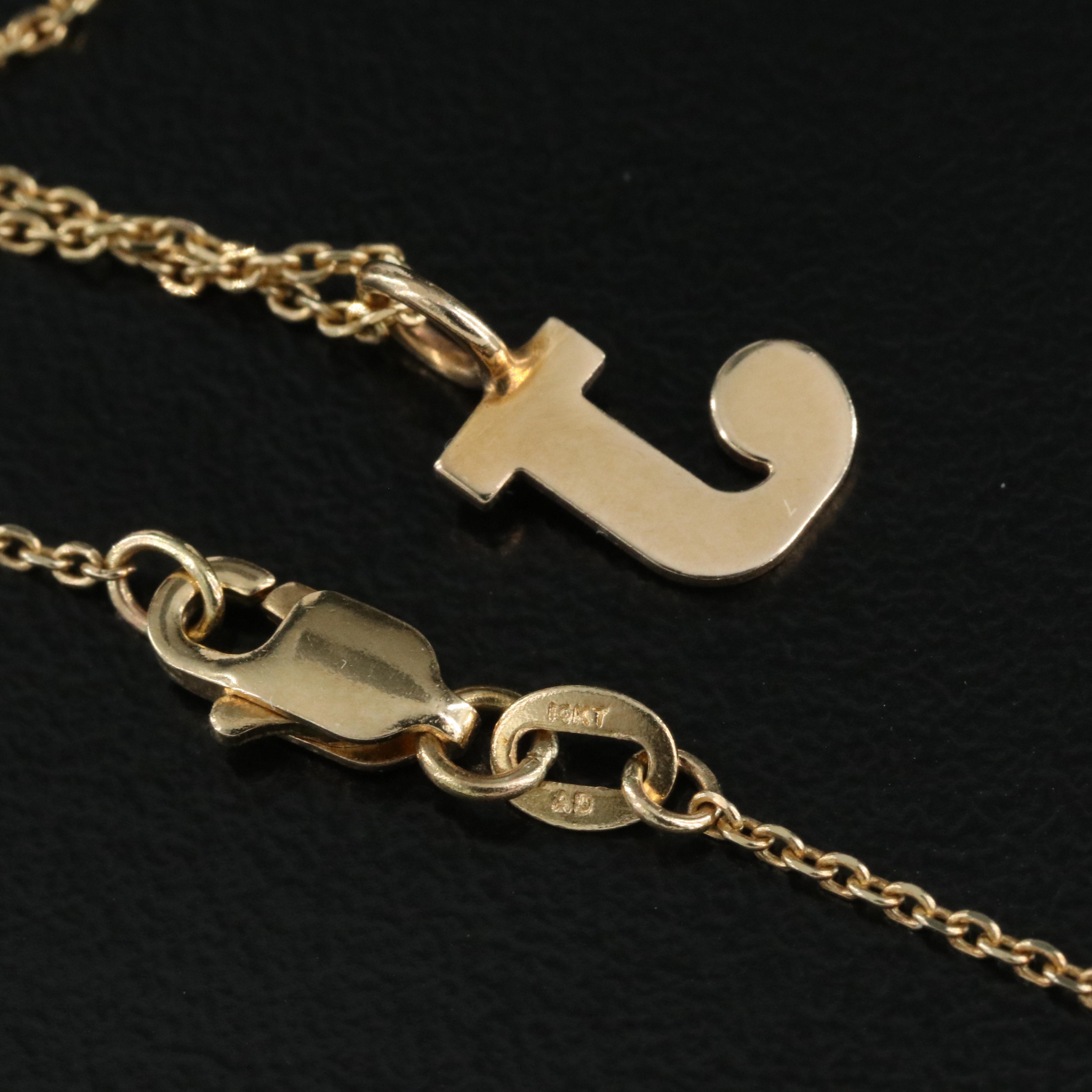 14K "J" Pendant Necklace EBTH