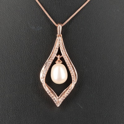 Sterling Pearl and White Sapphire Necklace
