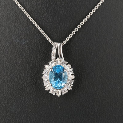 Sterling Sky Blue Topaz and White Sapphire Necklace