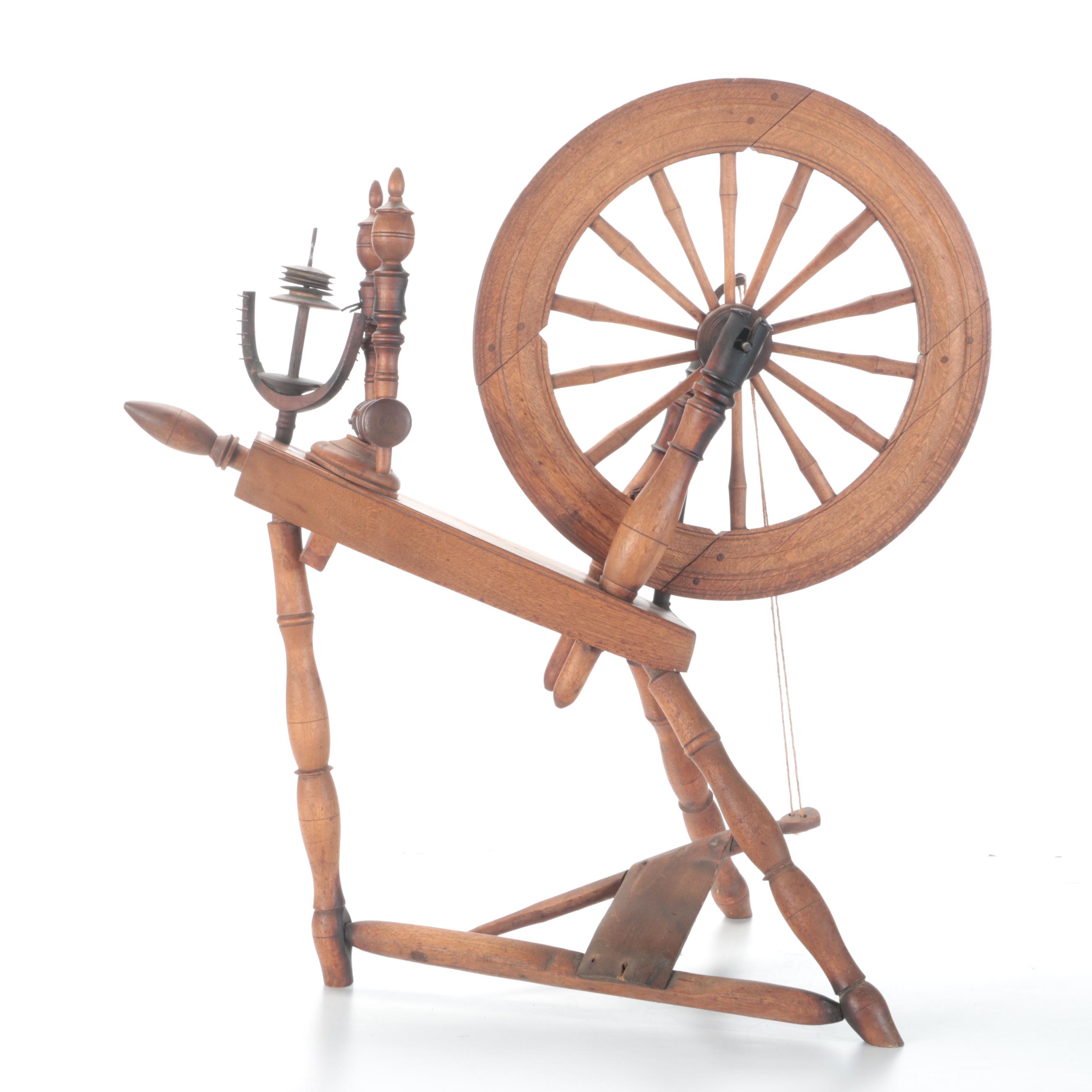 Traditional Flax Spinning Wheel EBTH