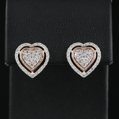 Sterling Sapphire Heart Stud Earrings