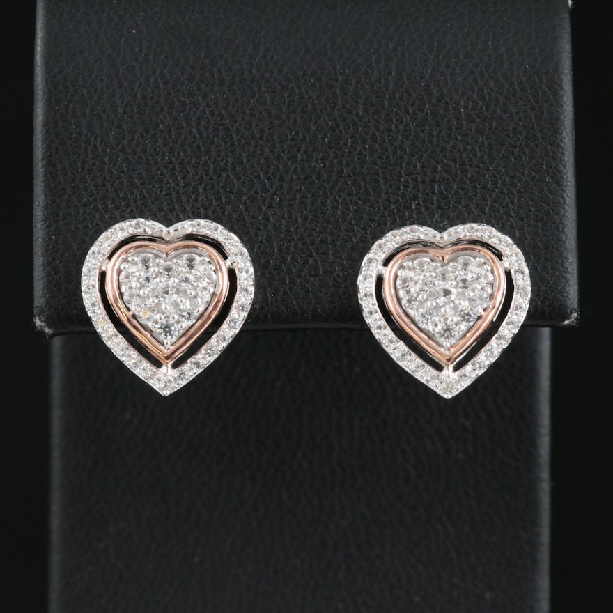 Sterling Sapphire Heart Earrings