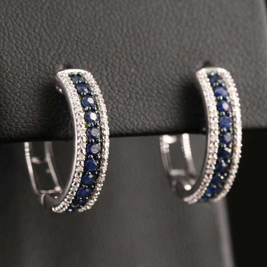 Sterling Sapphire and Diamond Earrings