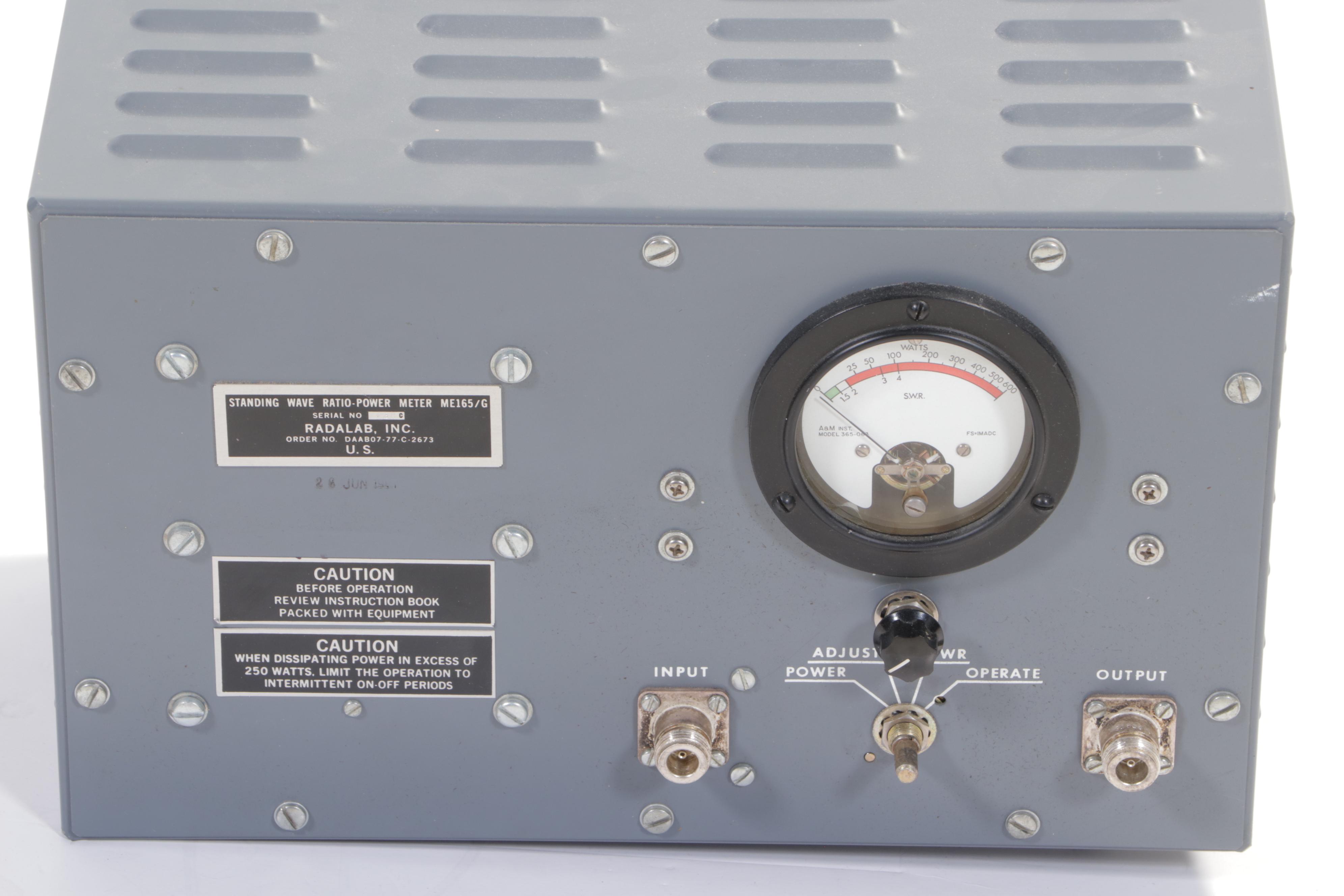 Radalab US Army StandingWave Ratio ME165/G Power Meter, Antenna and