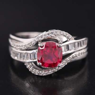 Sterling Ruby and White Sapphire Ring